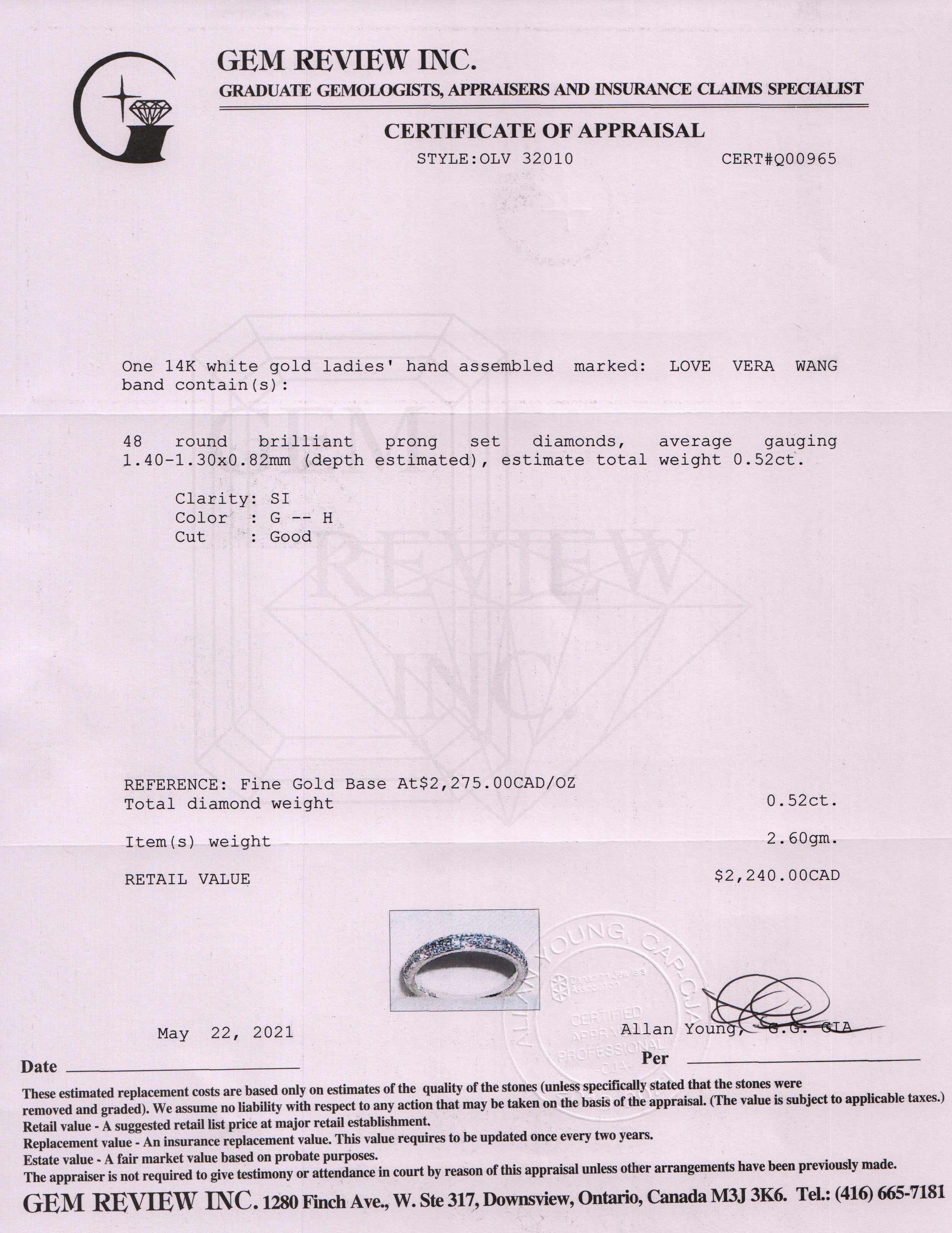 Vera Wang Diamond Band Ring