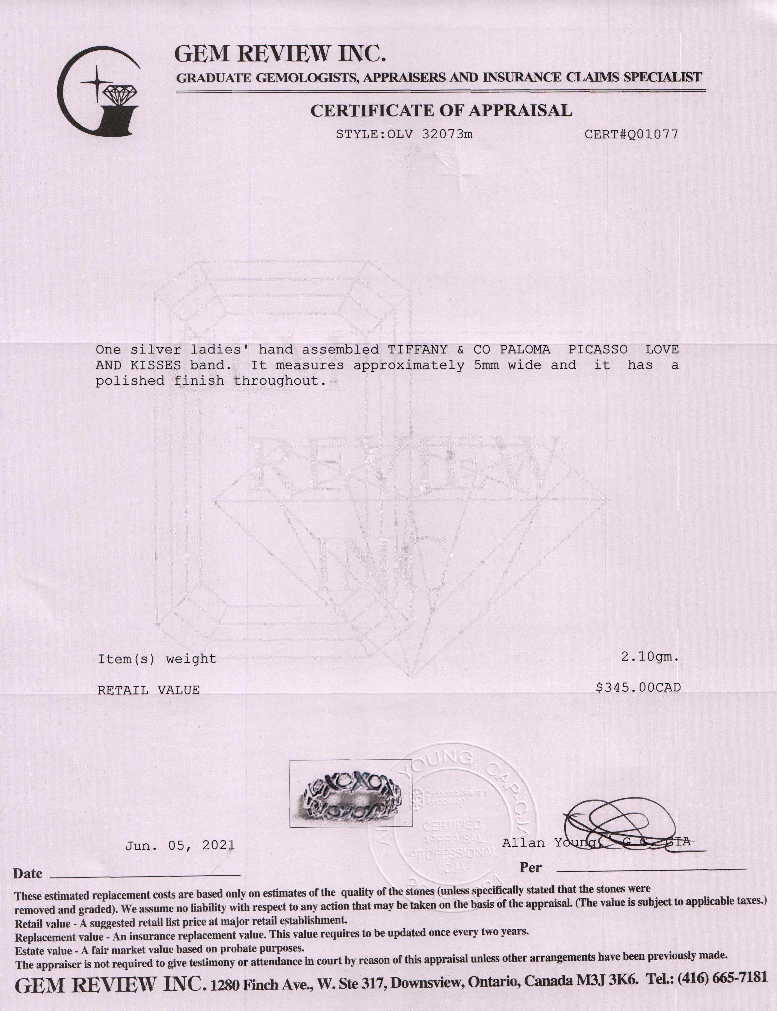 Tiffany & Co. Paloma Picasso Love and Kisses Band Ring