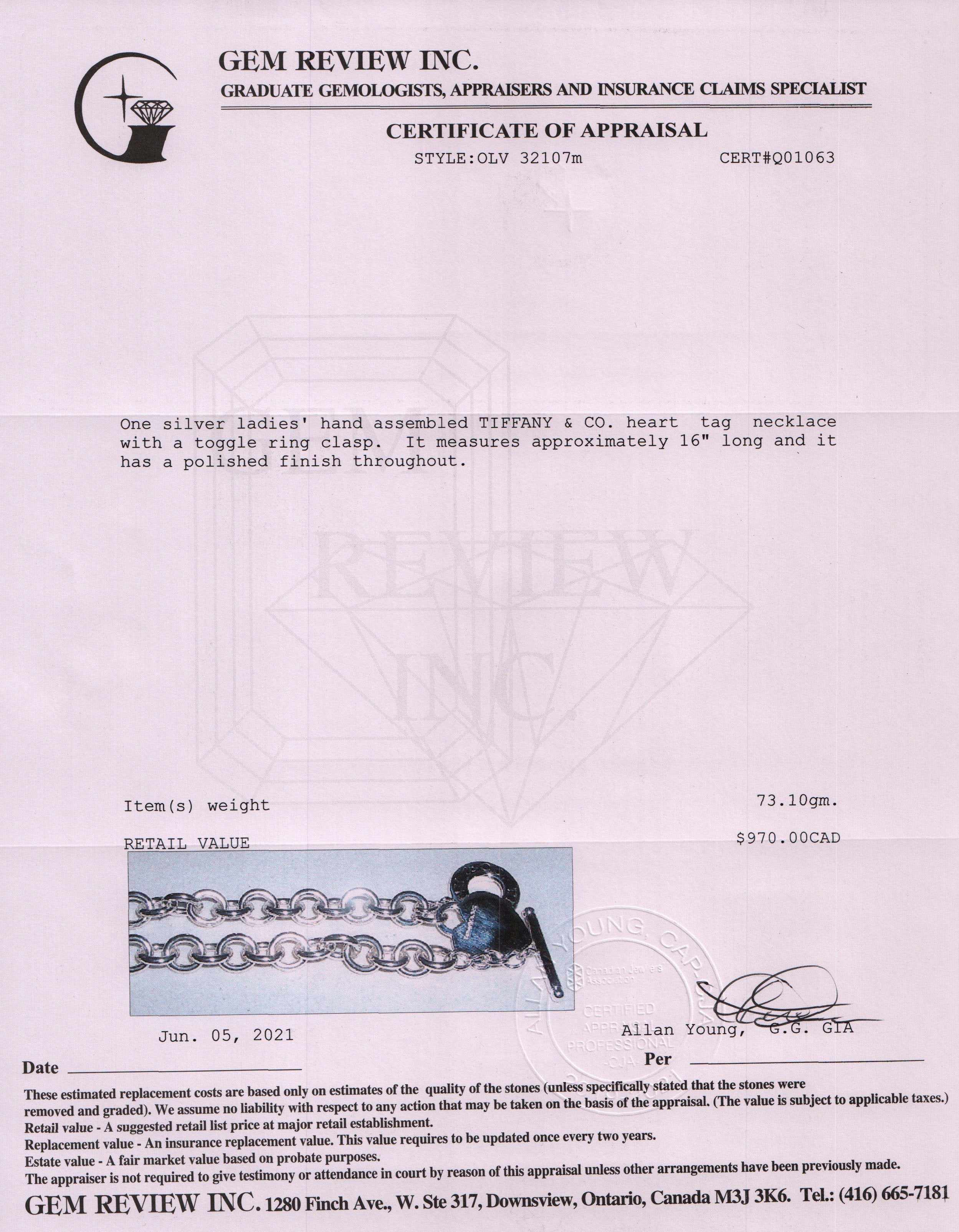 Tiffany & Co. Heart Tag Necklace with Toggle Clasp