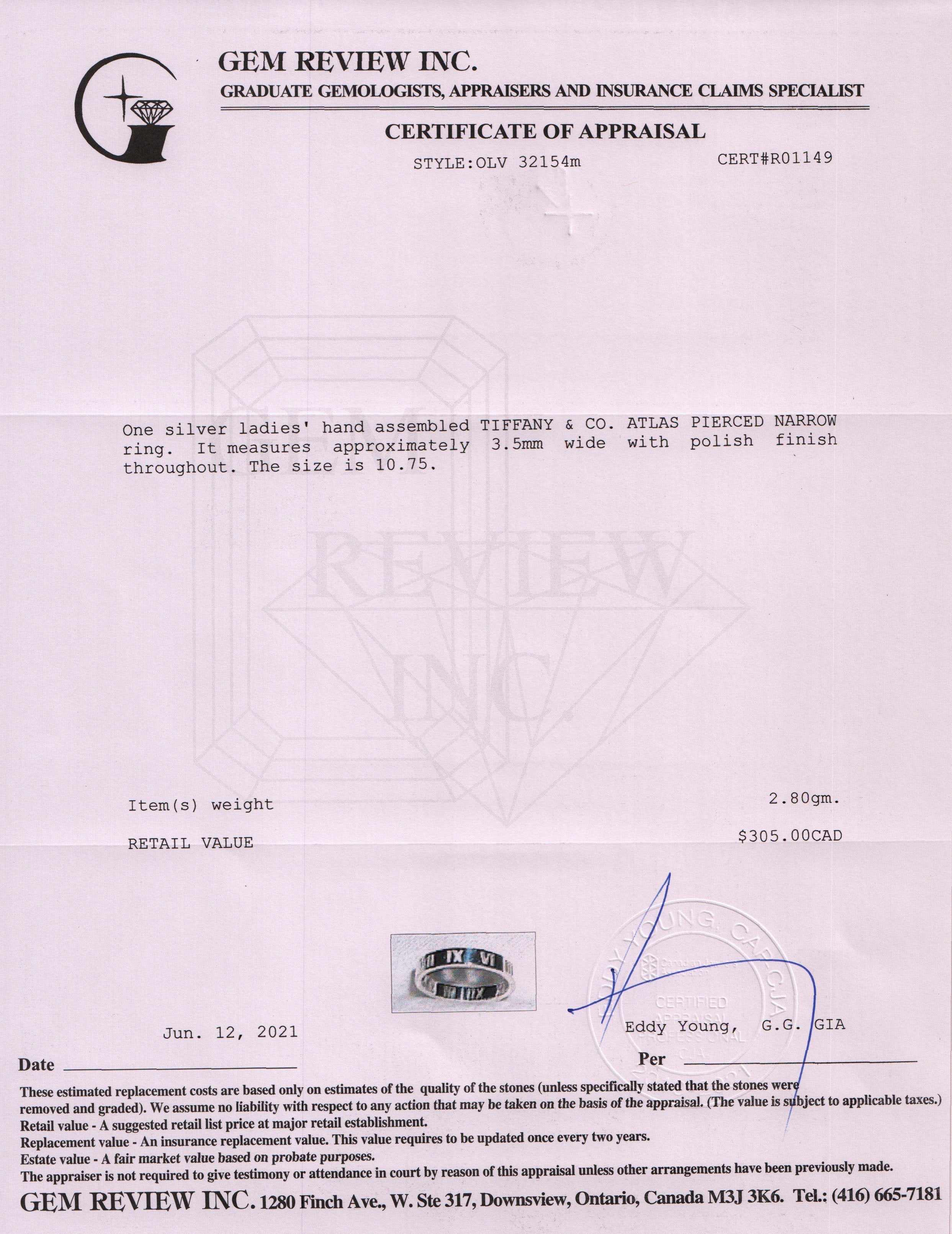 Tiffany & Co. Atlas Pierced Narrow Ring