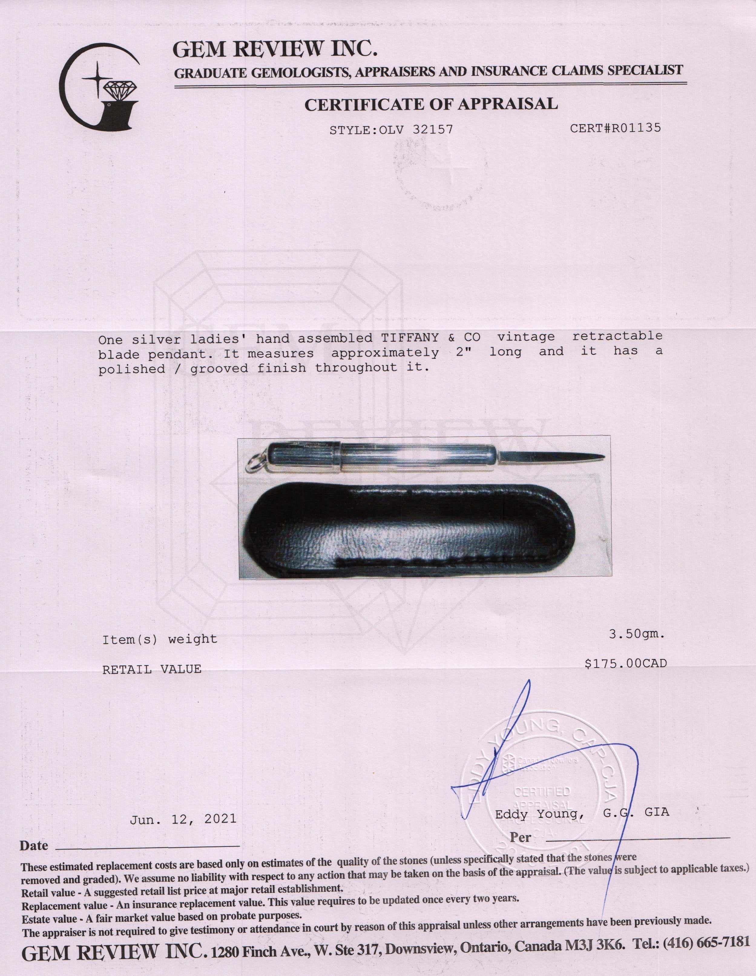 Tiffany Vintage Retractable Blade Pendant