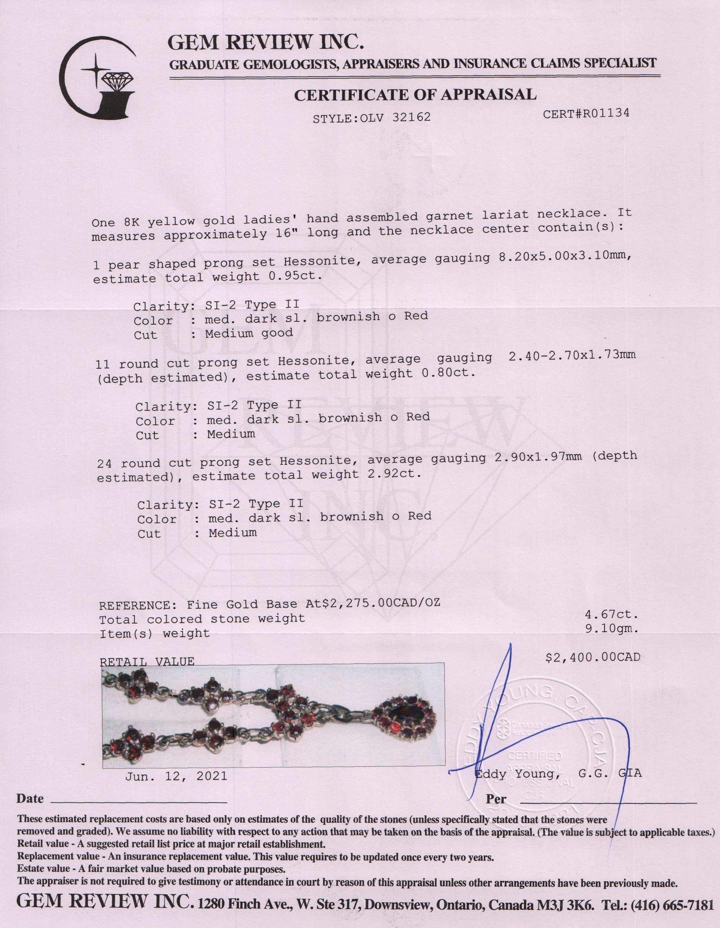 Antique Garnet Lariat Necklace