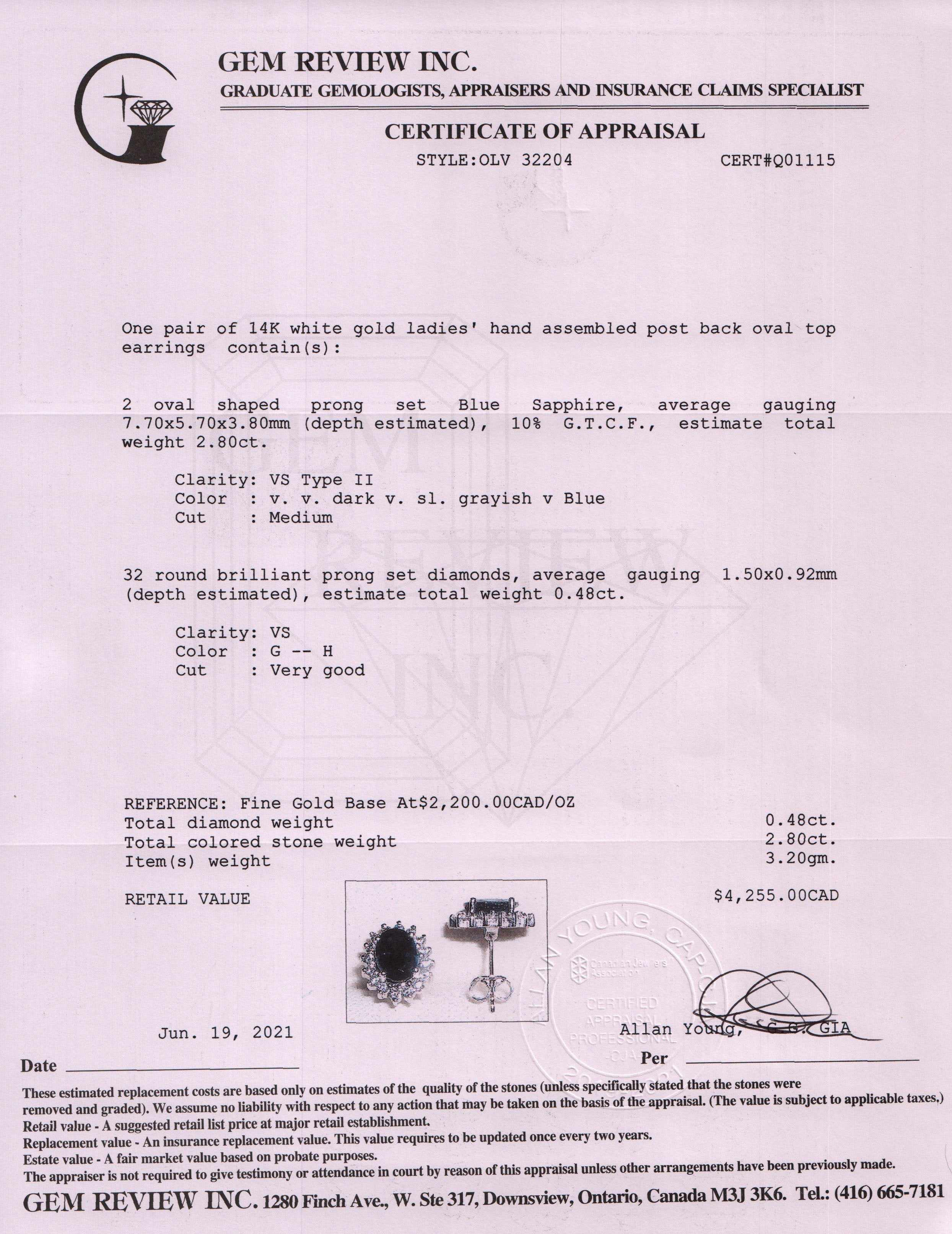 Blue Sapphire and Diamond Earrings