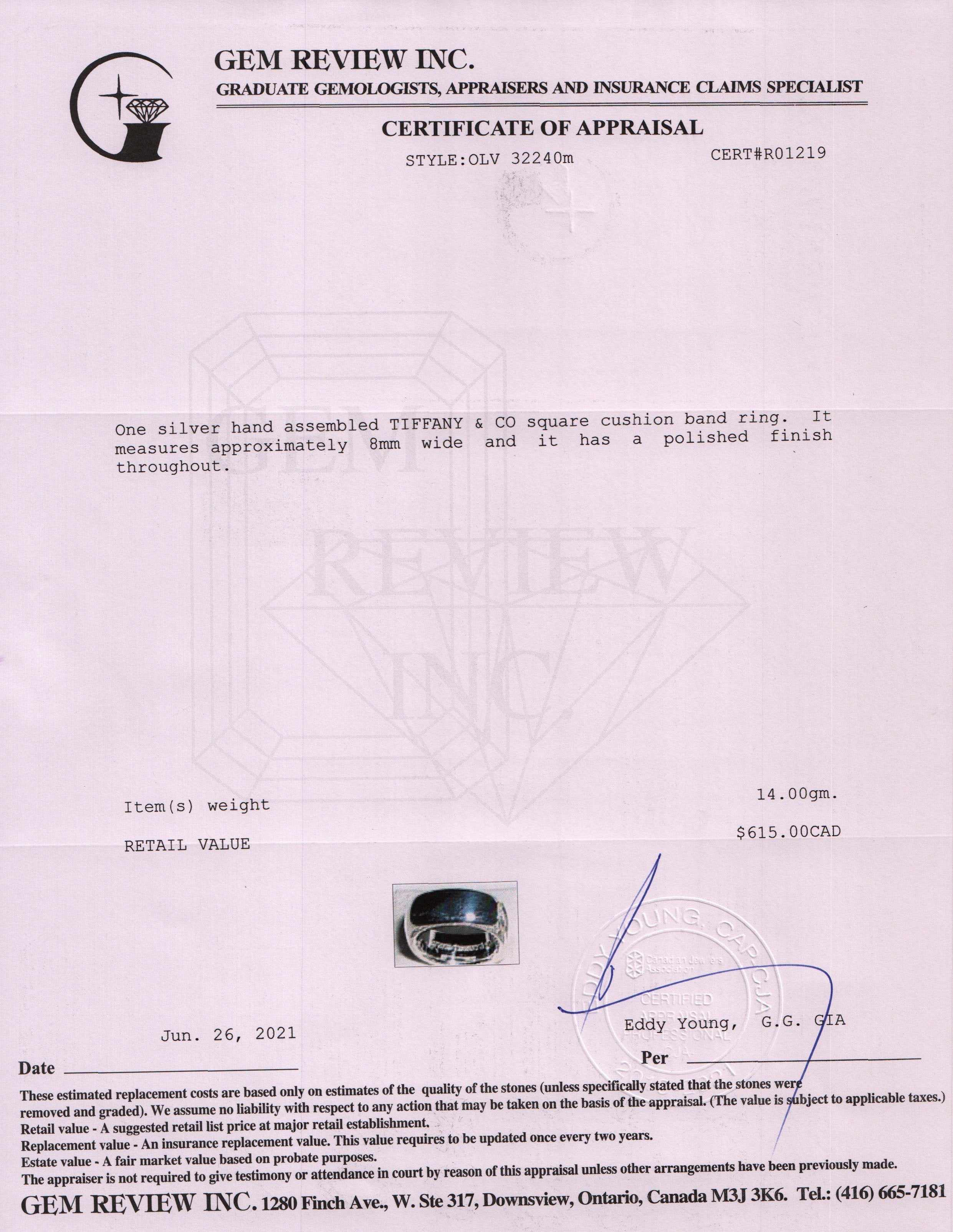 Tiffany & Co. Square Cushion Band Ring