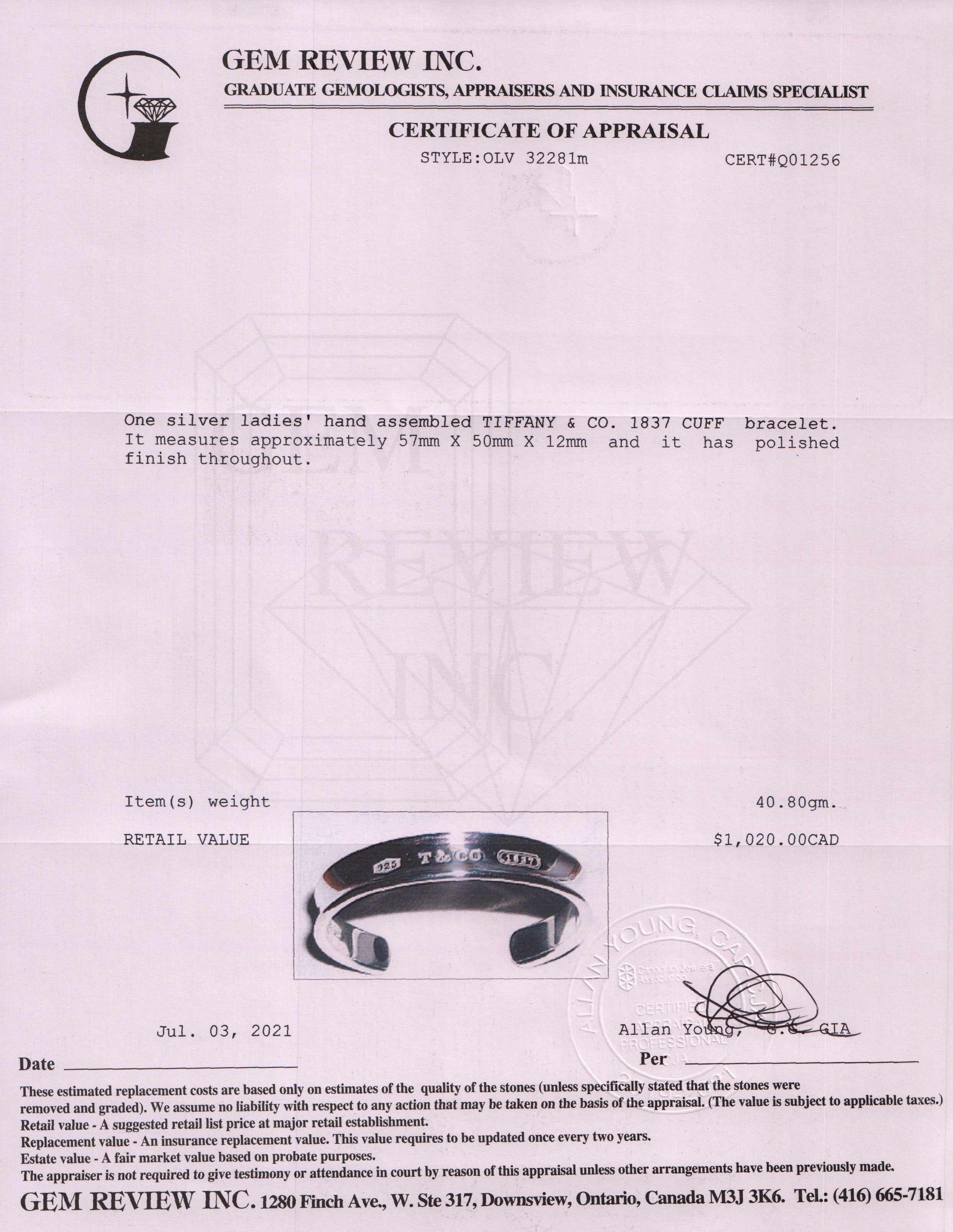 Tiffany & Co. 1837 Cuff