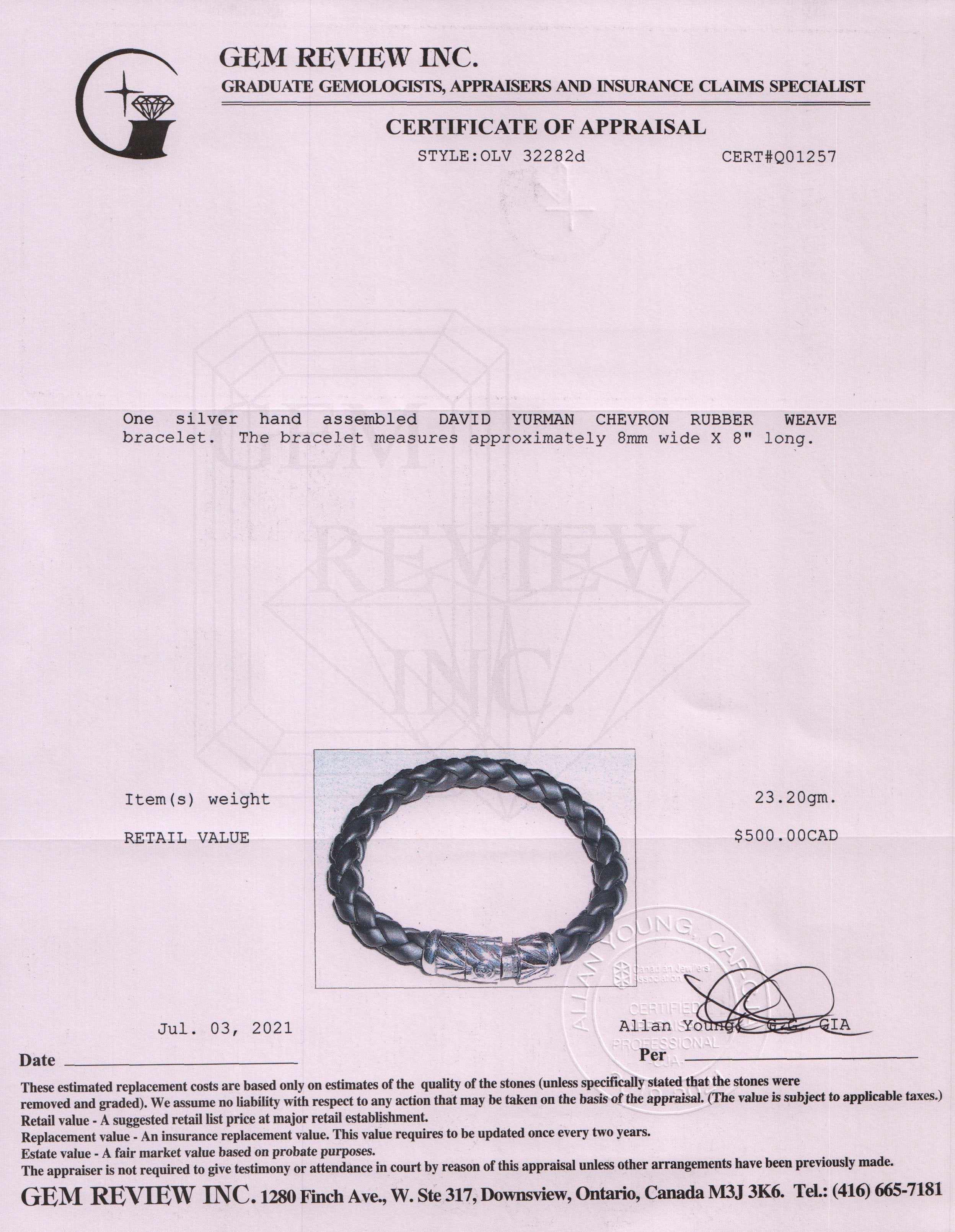 David Yurman Chevron Rubber Weave Bracelet, 8mm