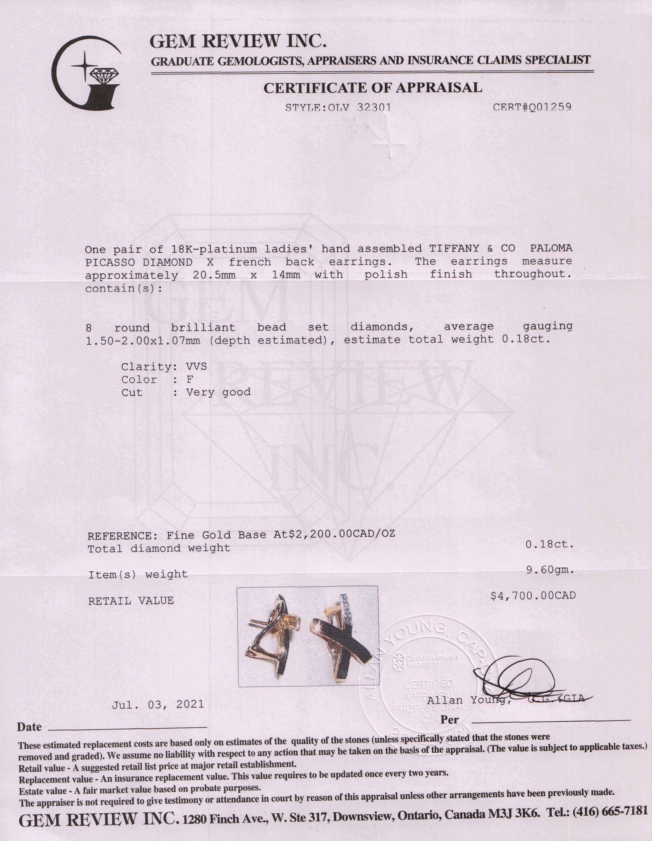 Tiffany & Co. Paloma Picasso Diamond X Earrings