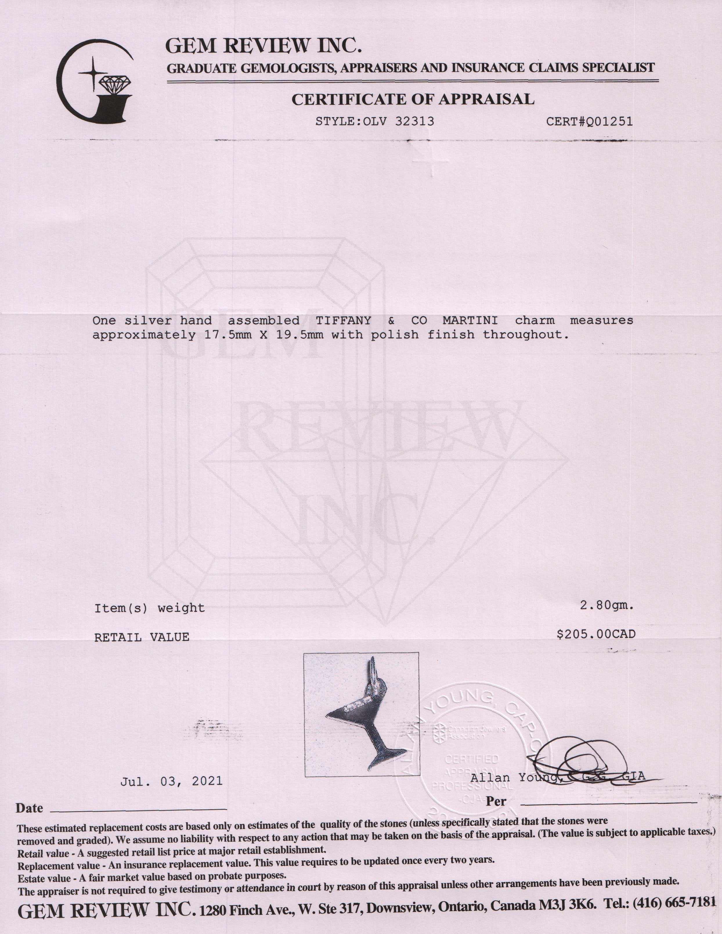 Tiffany & Co. Martini Charm