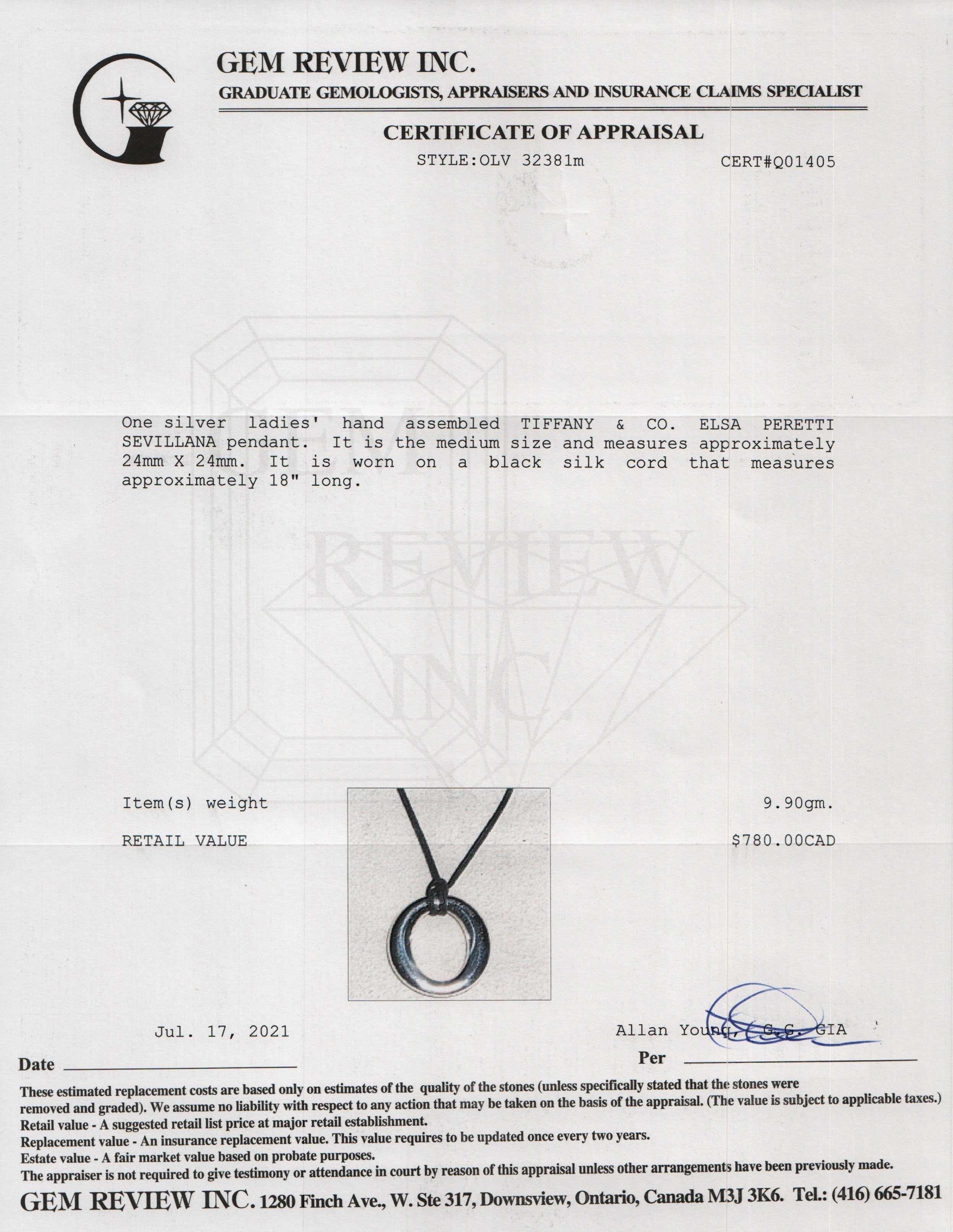 Tiffany & Co. Elsa Peretti Sevillana Pendant Necklace
