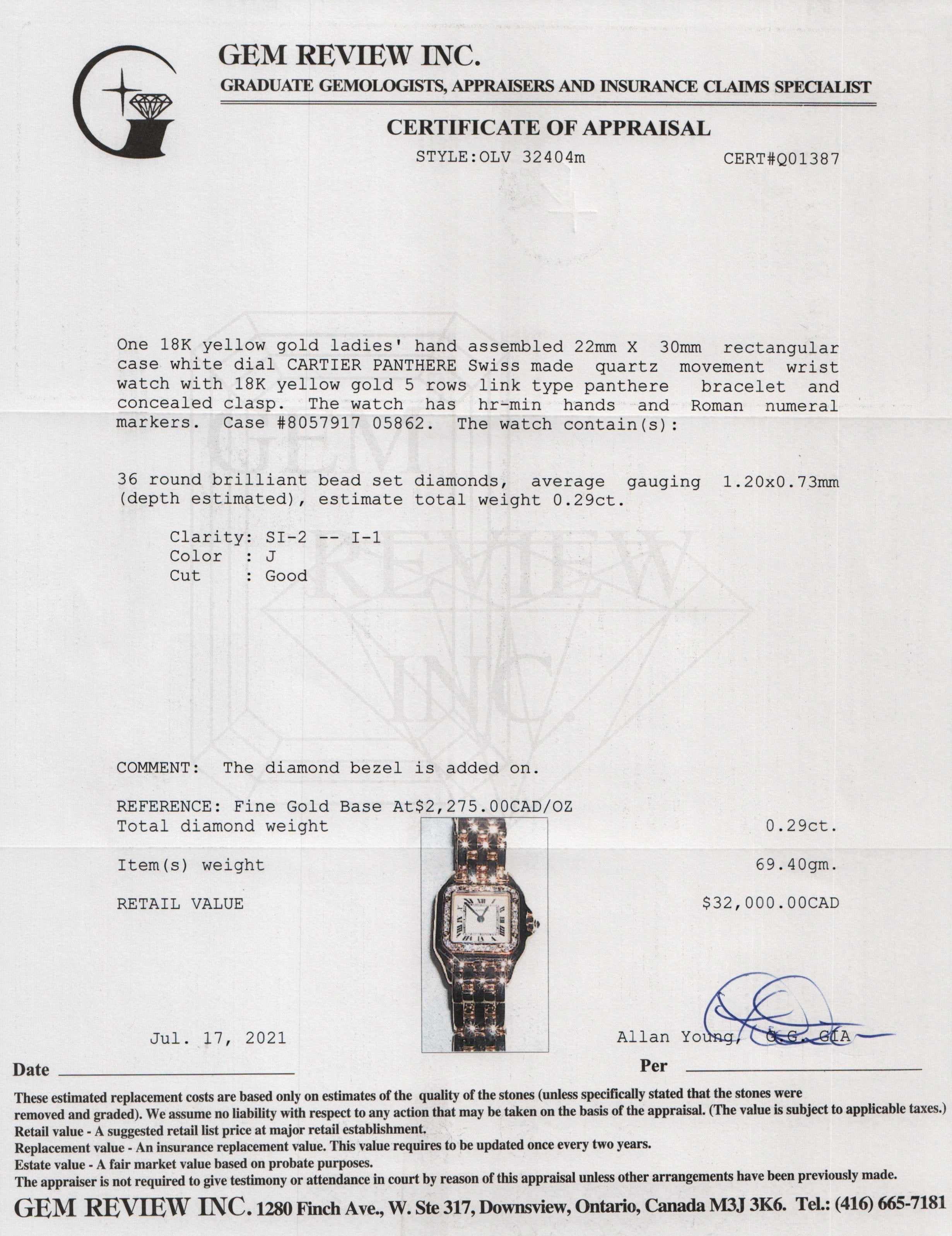 Cartier 18k Gold Panthere de Cartier Watch