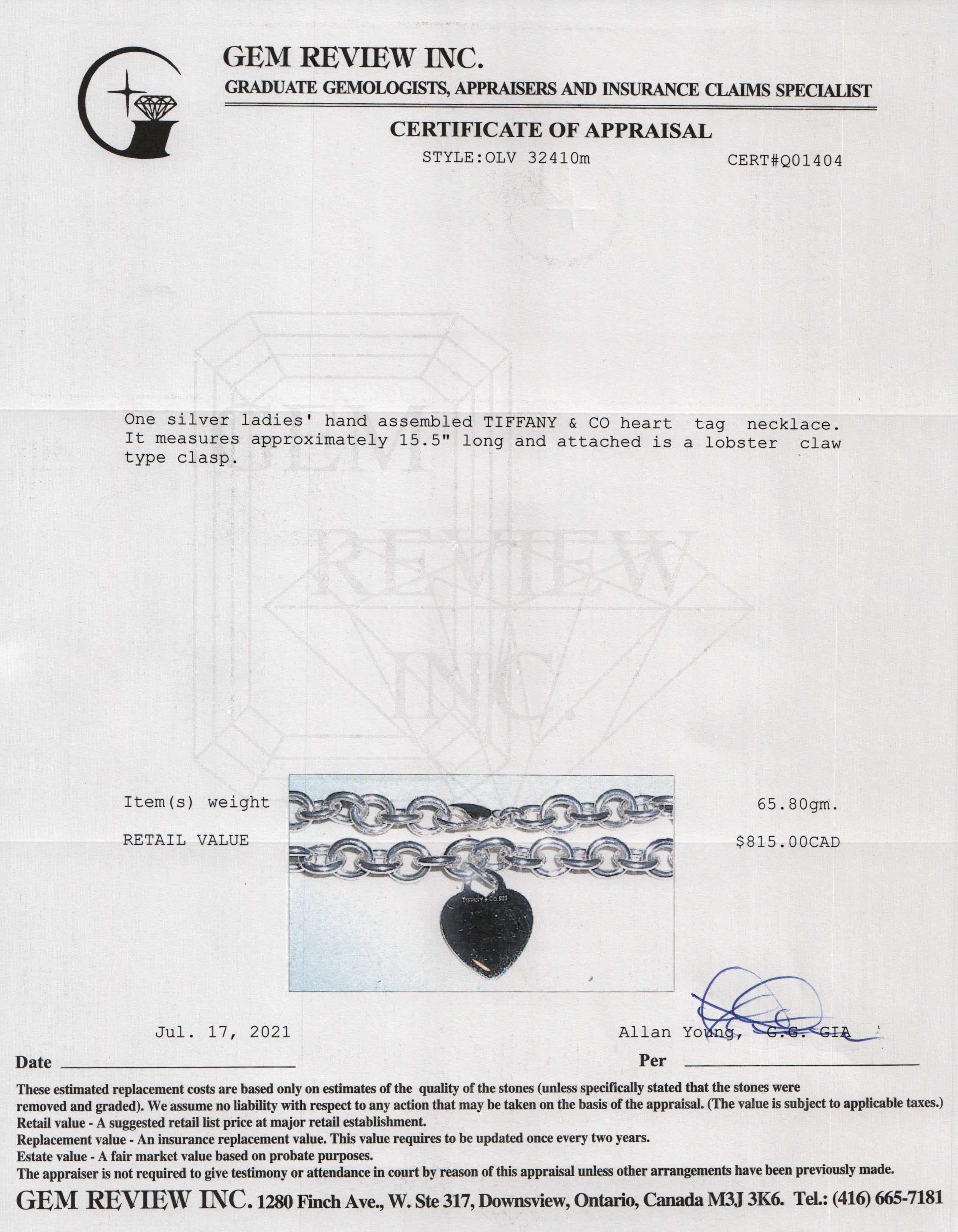 Tiffany & Co. Heart Tag Necklace