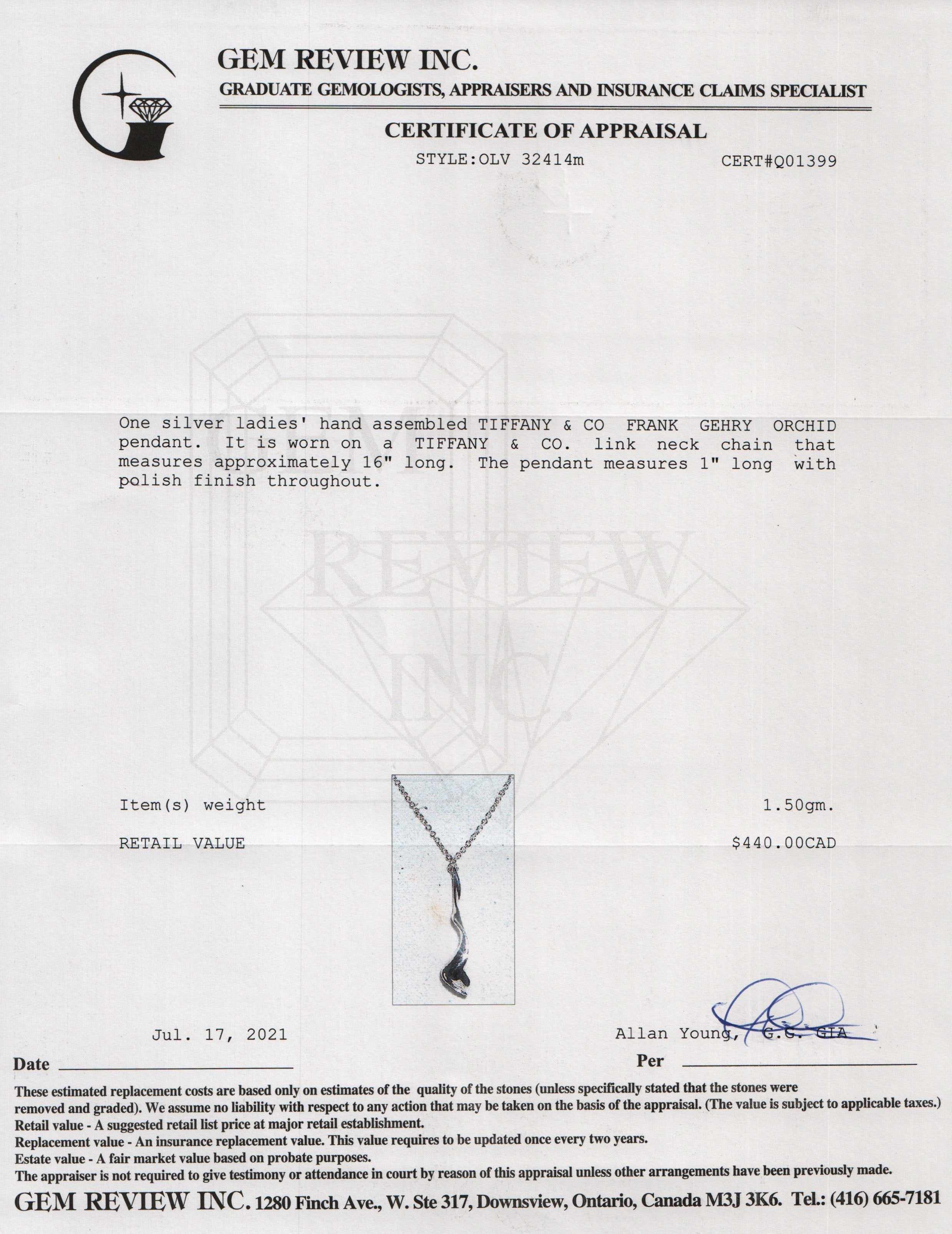 Tiffany & Co. Frank Gehry Mini Orchid Pendant Necklace