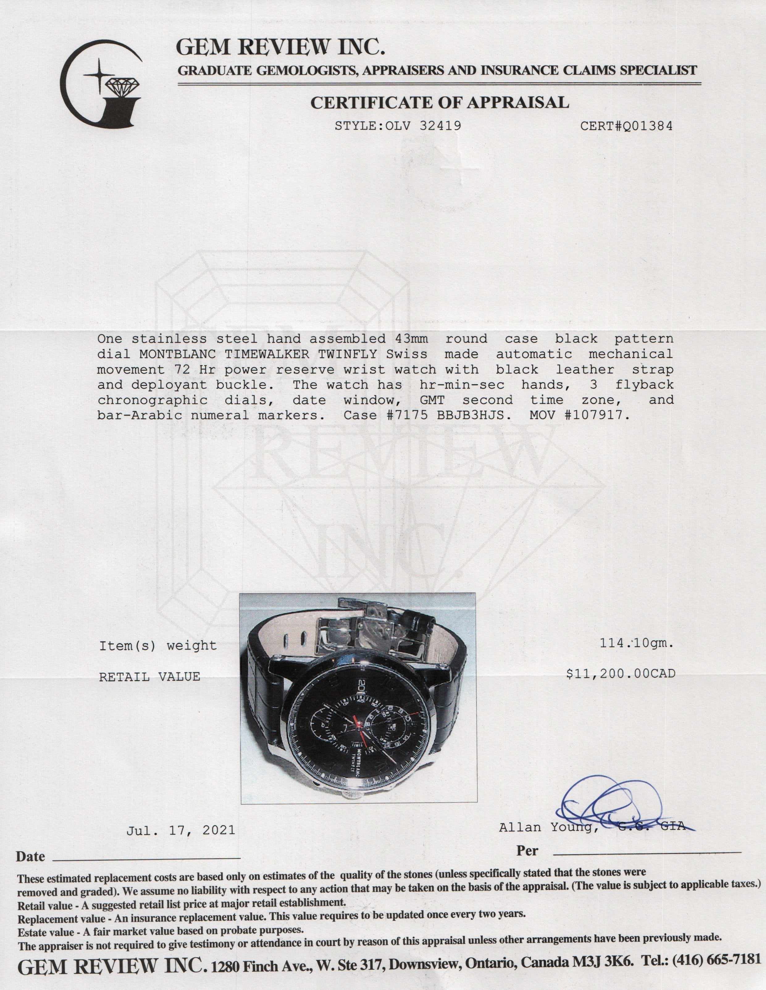 Montblanc Timewalker Twinfly Chronograph Automatic Watch w/ Box