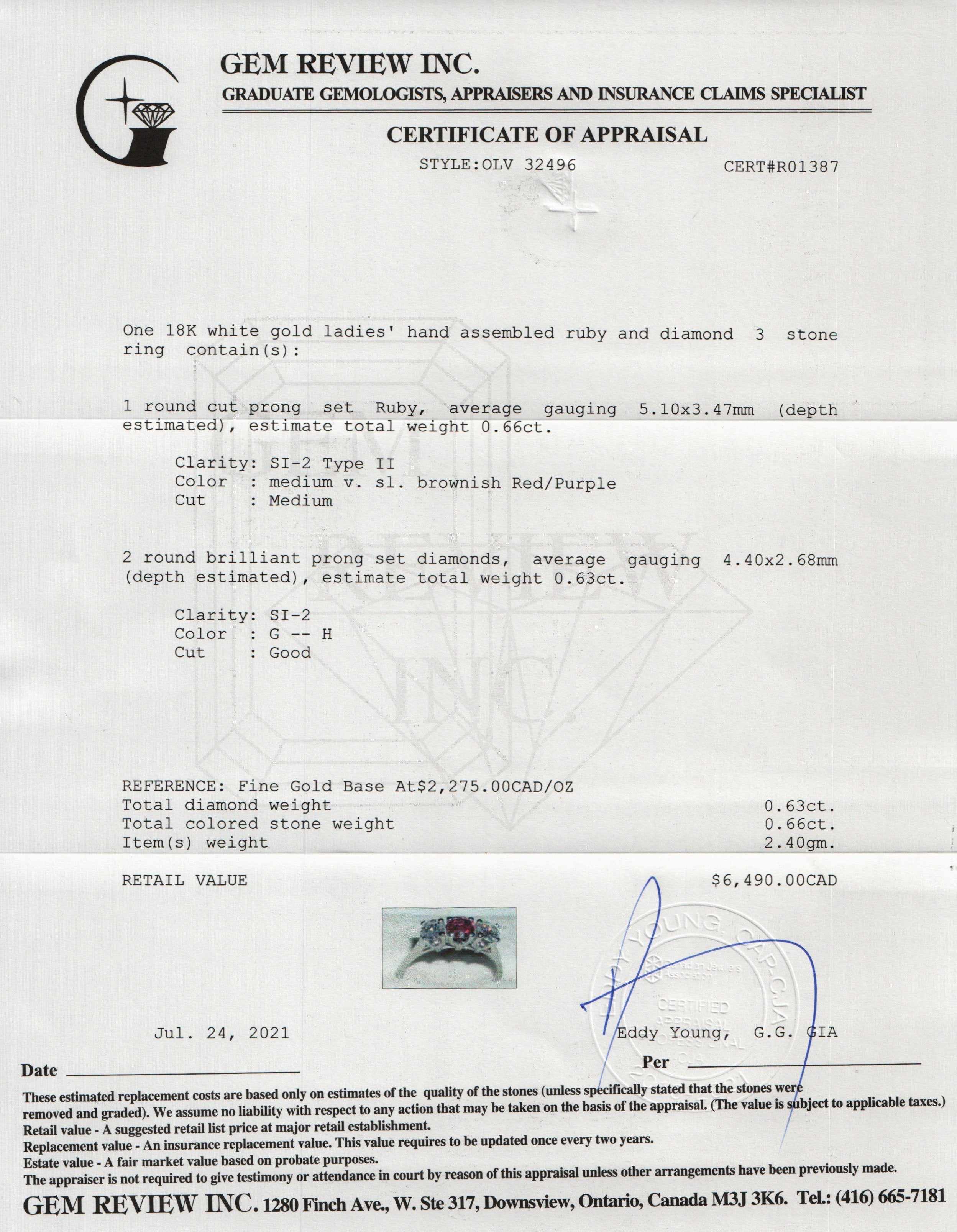 Ruby & Diamond Three Stone Ring