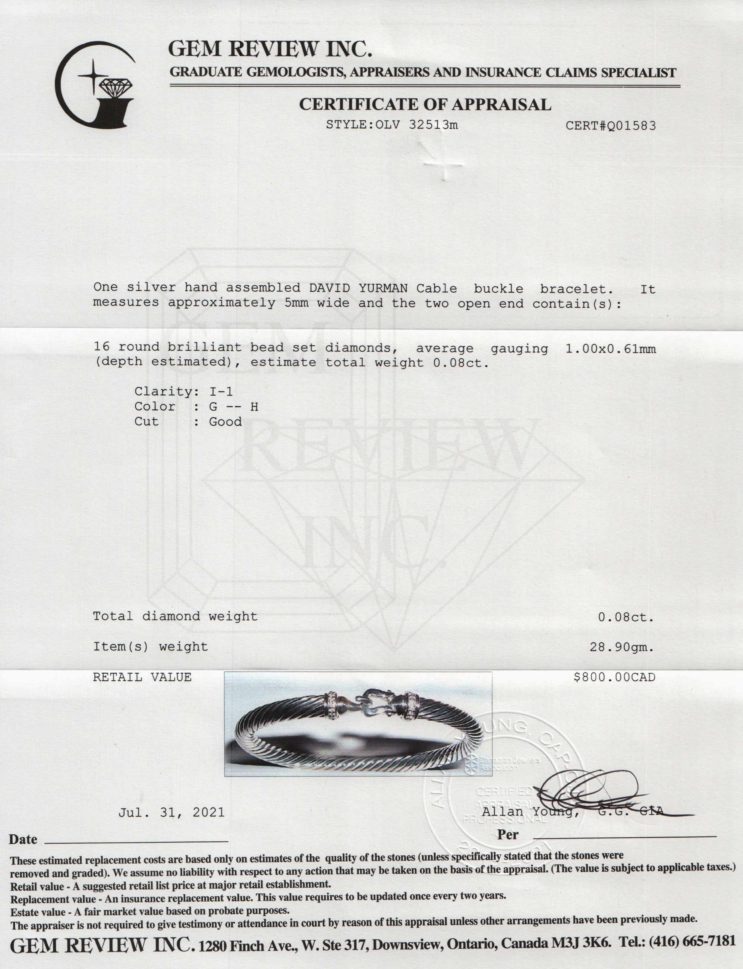 David Yurman Diamond Buckle Bracelet