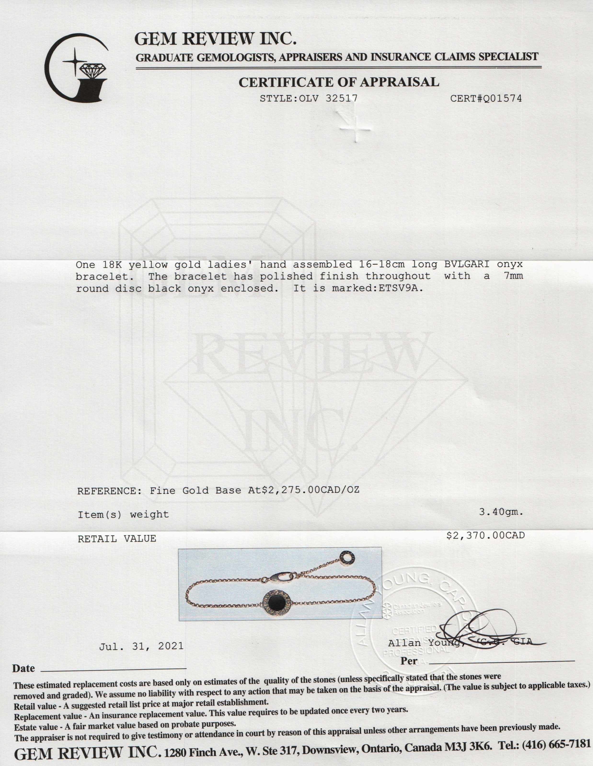 BVLGARI Bvlgari Onyx Bracelet