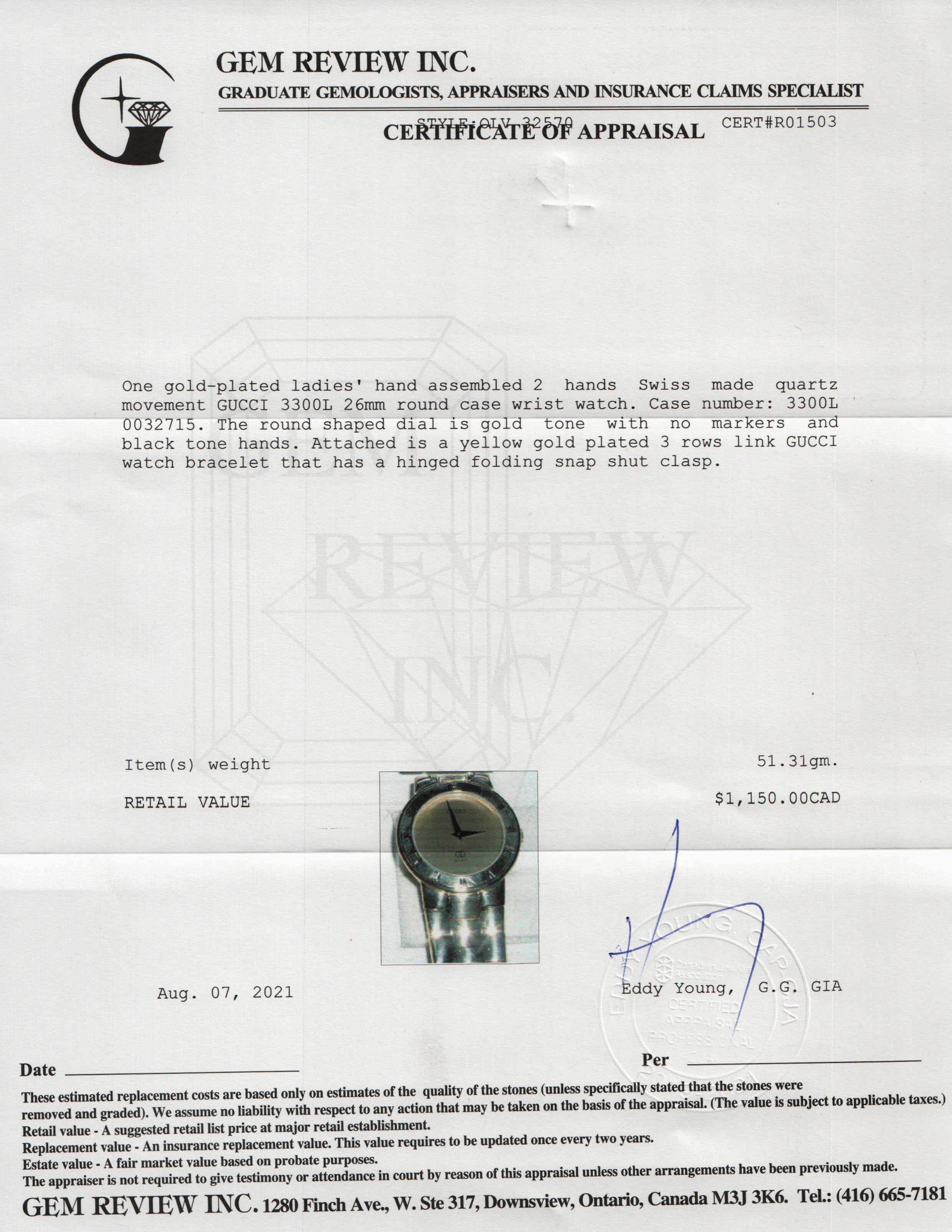 Gucci 3300 Series Watch w/ Box