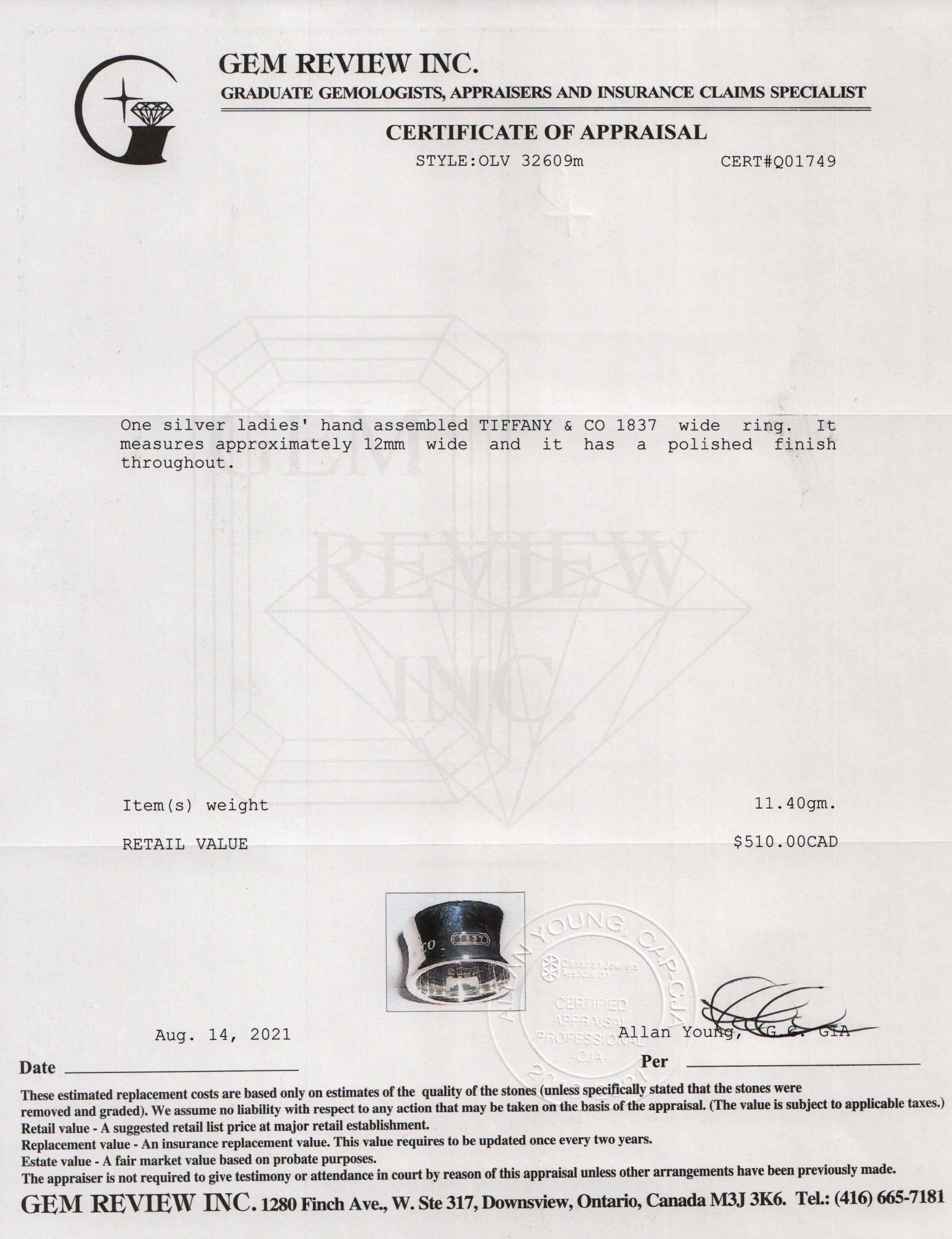 Tiffany & Co. 1837 Wide Ring