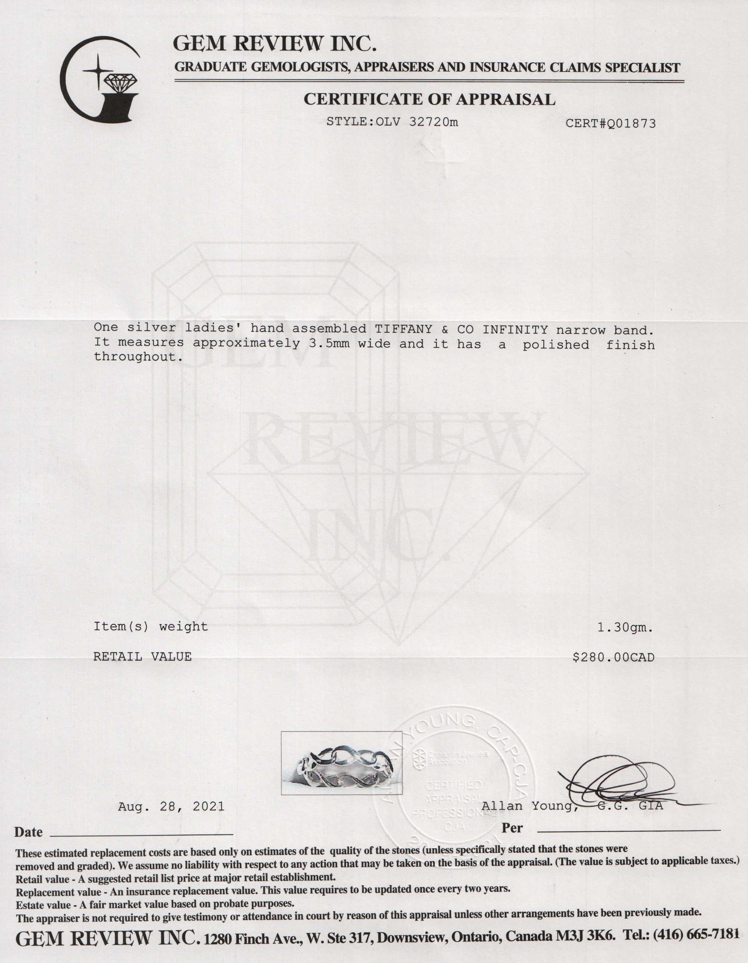 Tiffany & Co. Infinity Narrow Band Ring