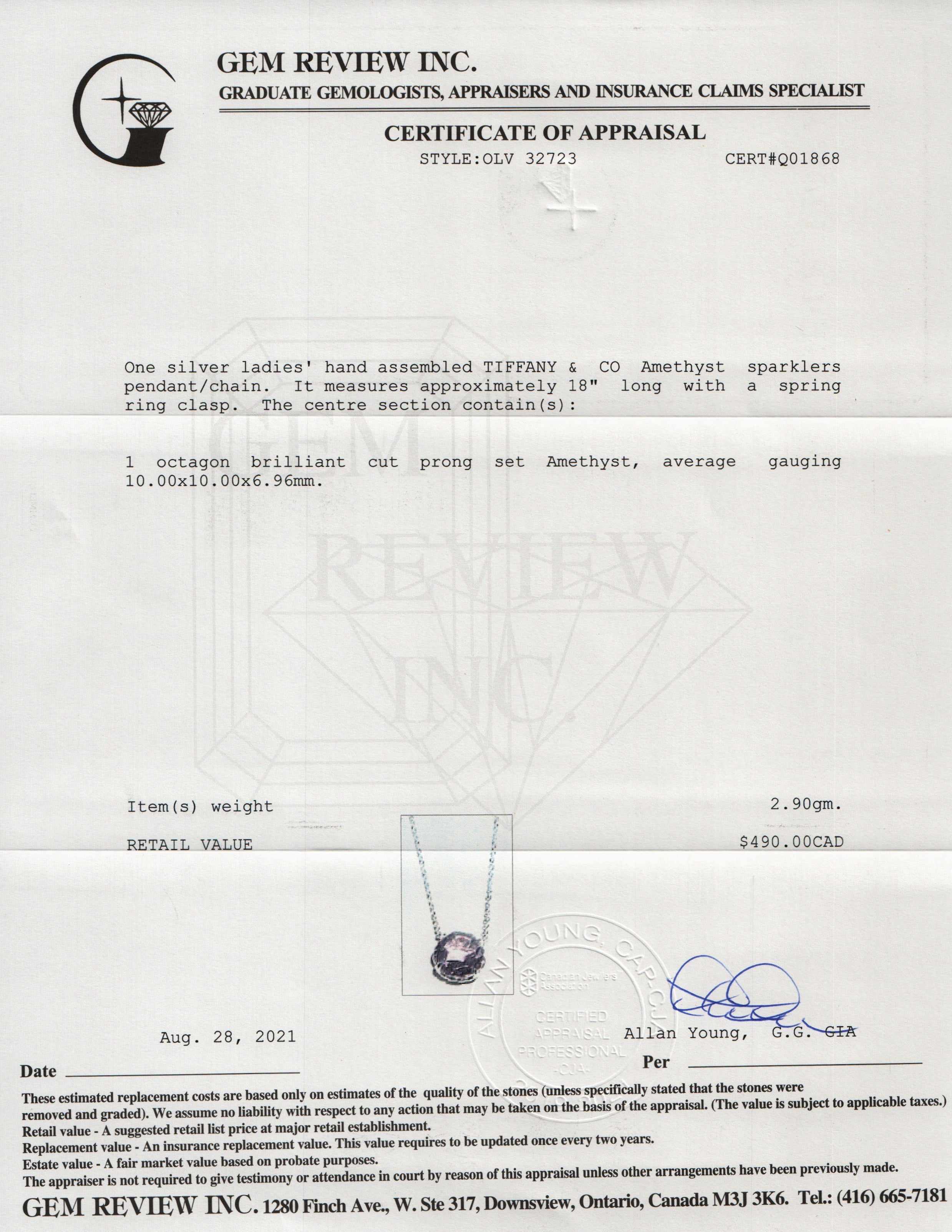 Tiffany & Co. Amethyst Sparklers Pendant Necklace