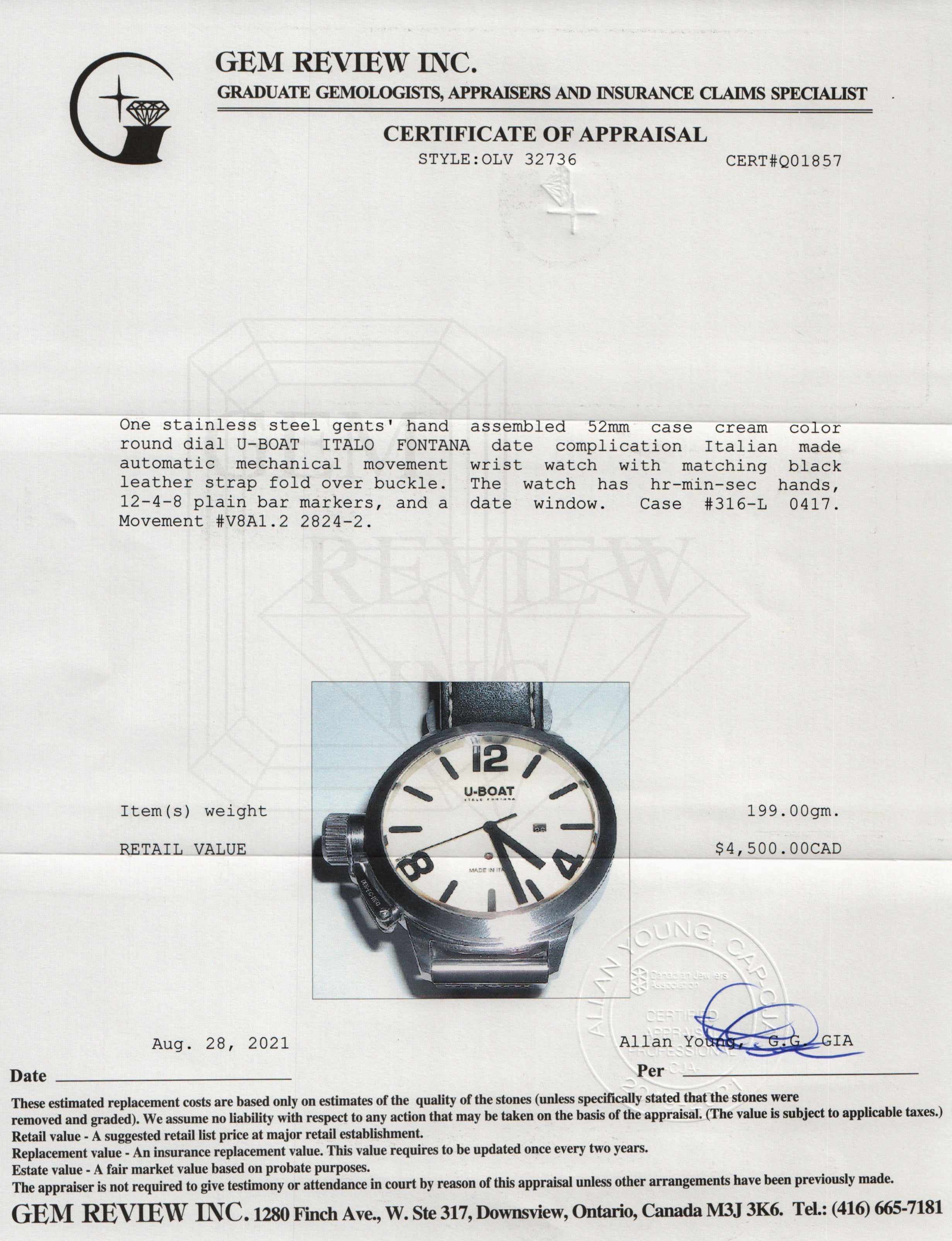 U-Boat Italo Fontana Classico Watch w/ Box & Card