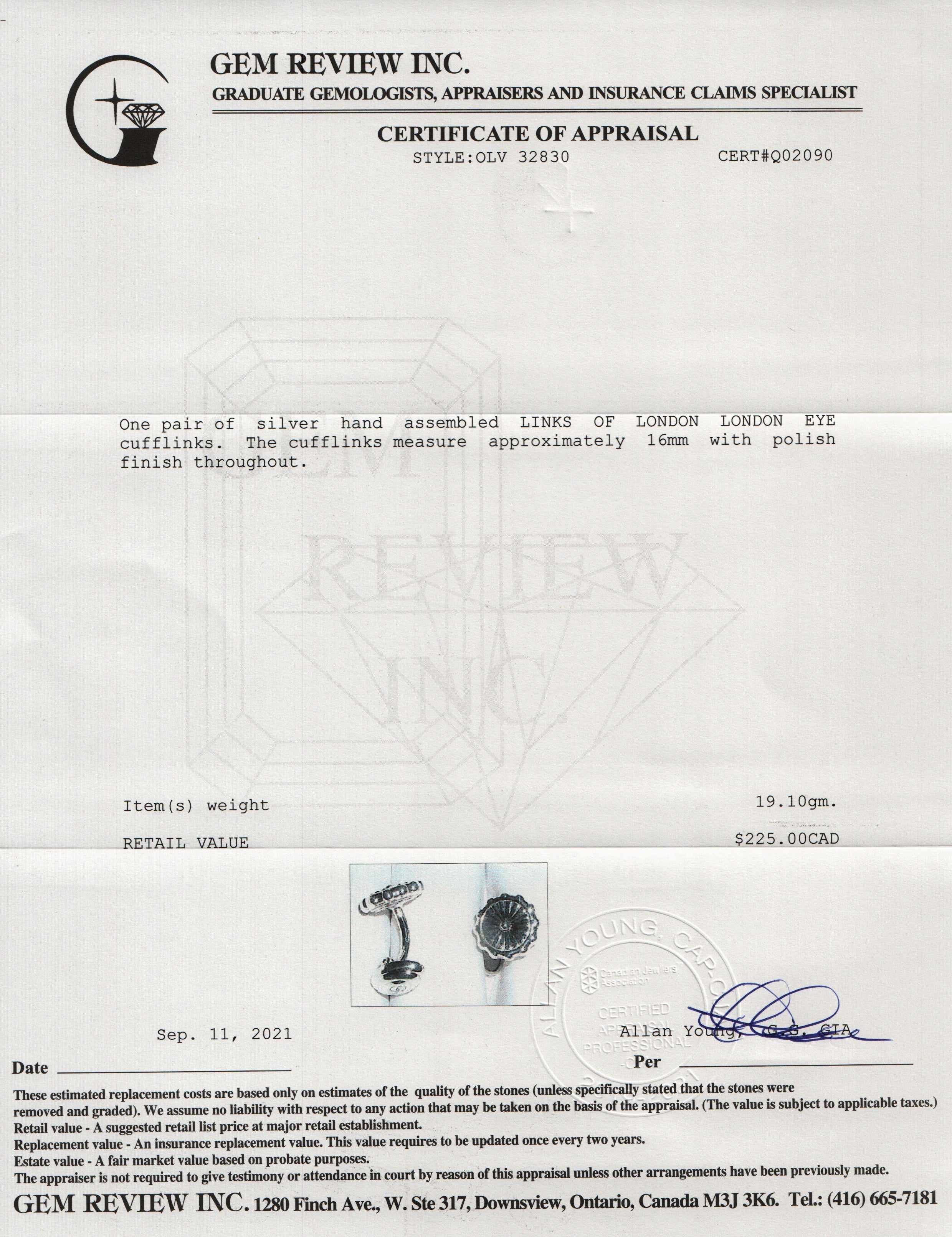 Links of London London Eye Cufflinks w/ Box