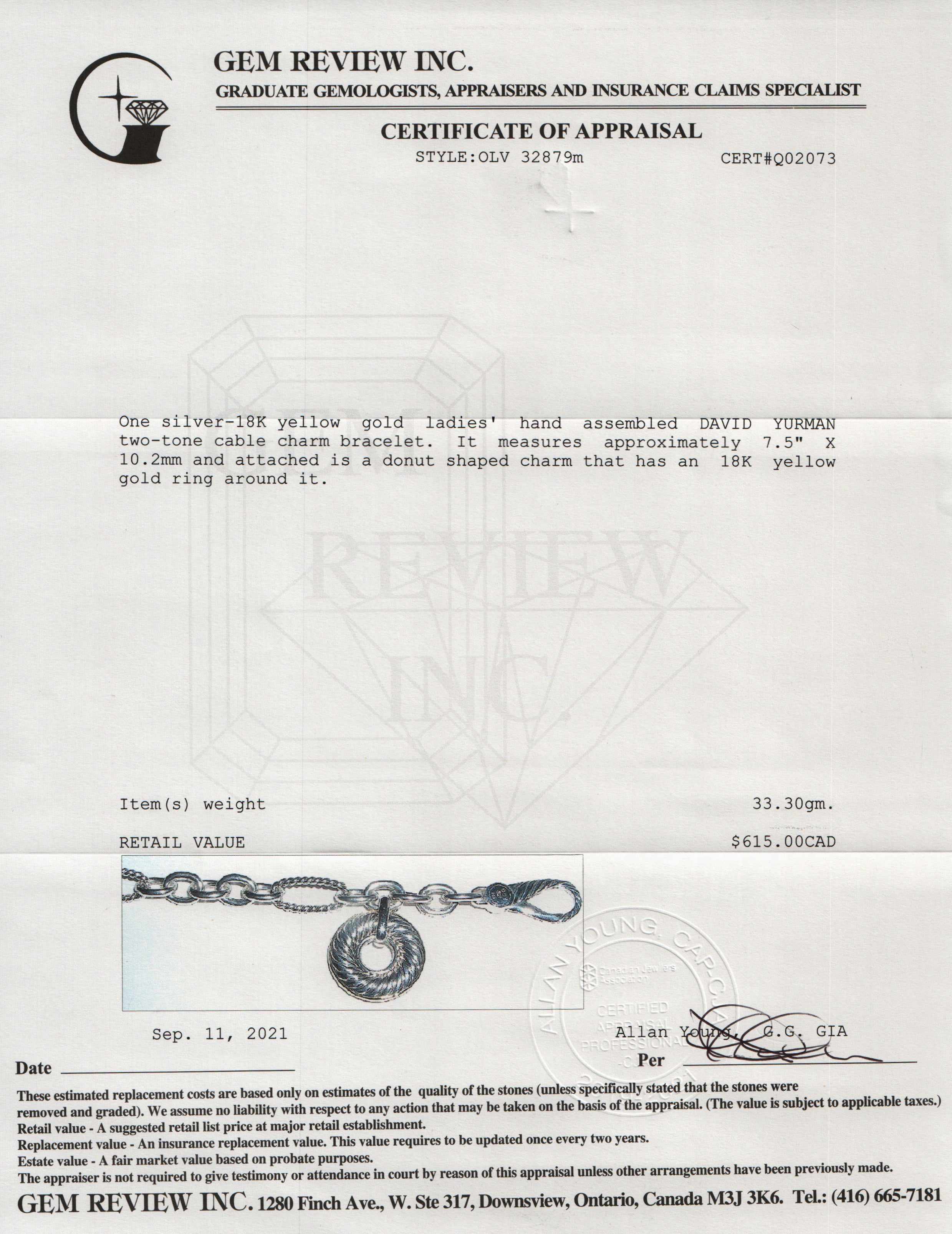 David Yurman Two-Tone Cable Charm Bracelet