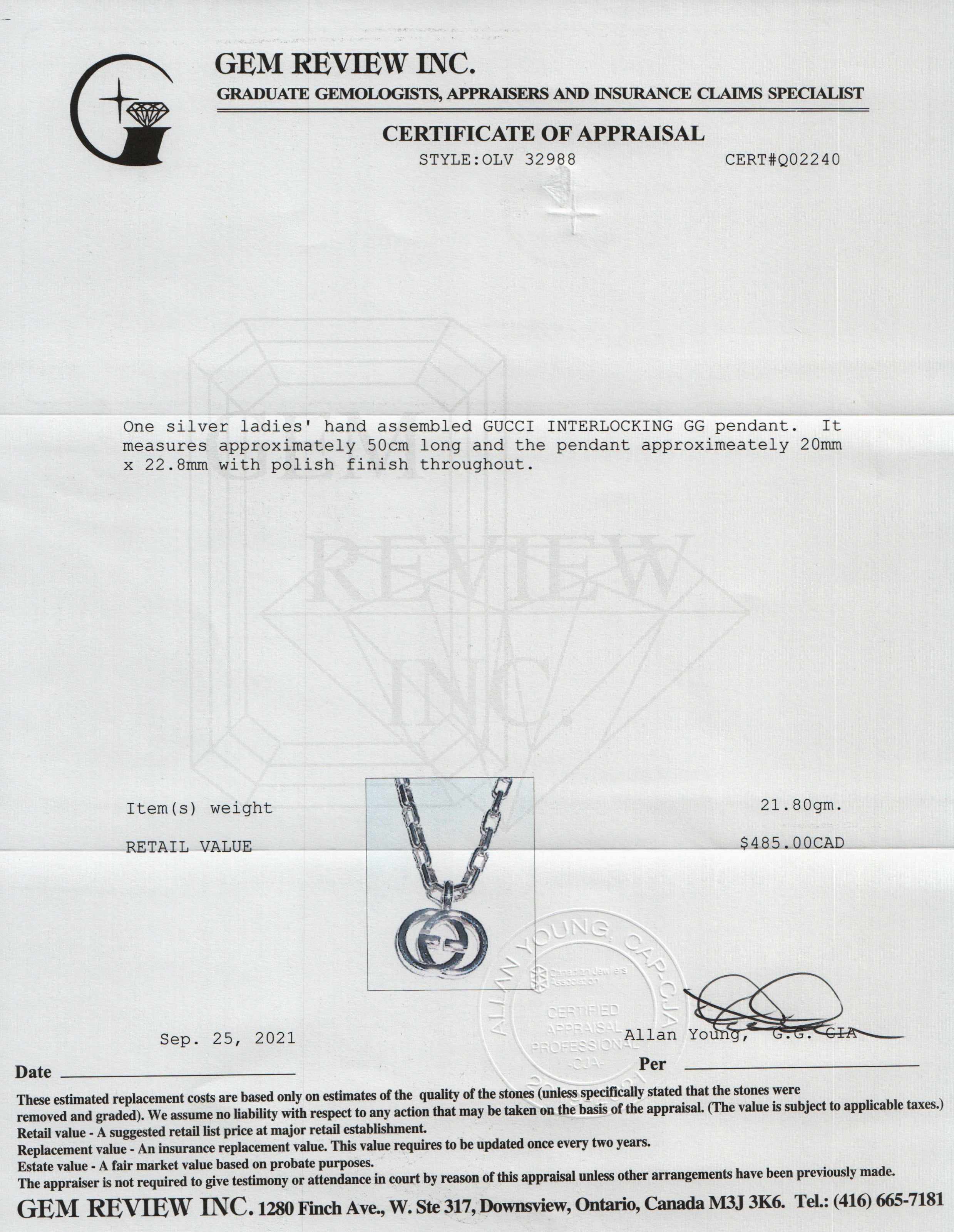 Gucci Interlocking GG Pendant Necklace