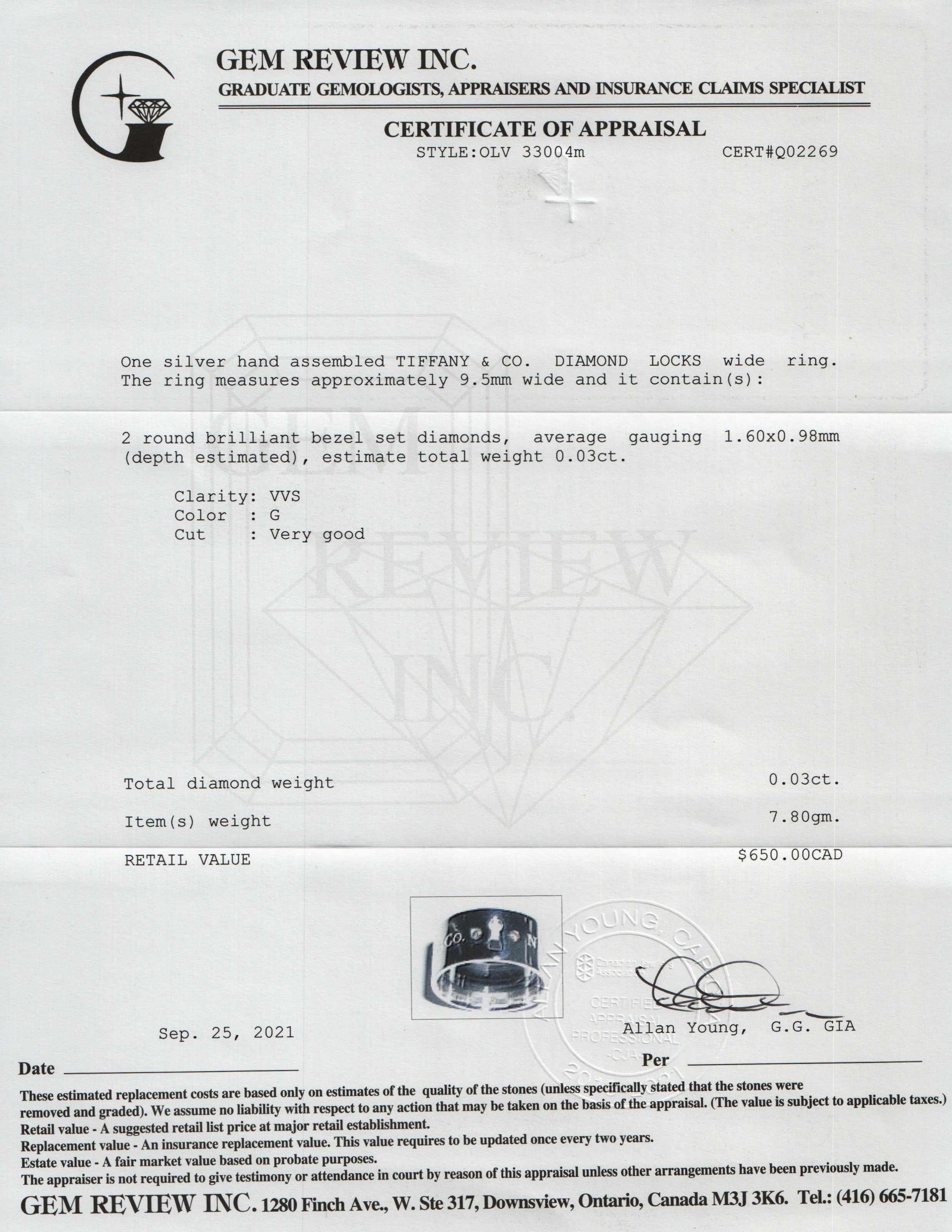 Tiffany & Co. Diamond Locks Wide Band Ring