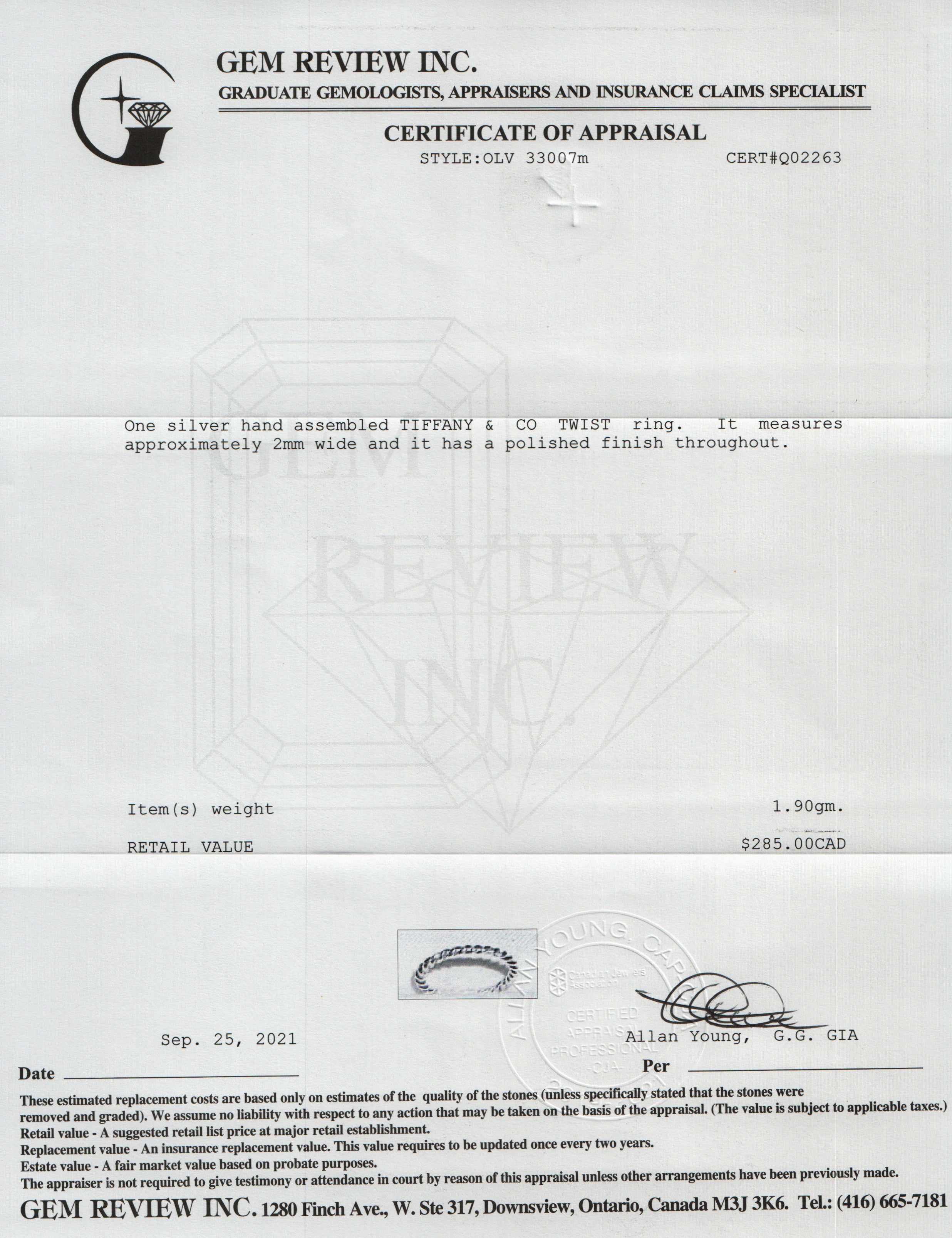 Tiffany & Co. Narrow Twist Ring