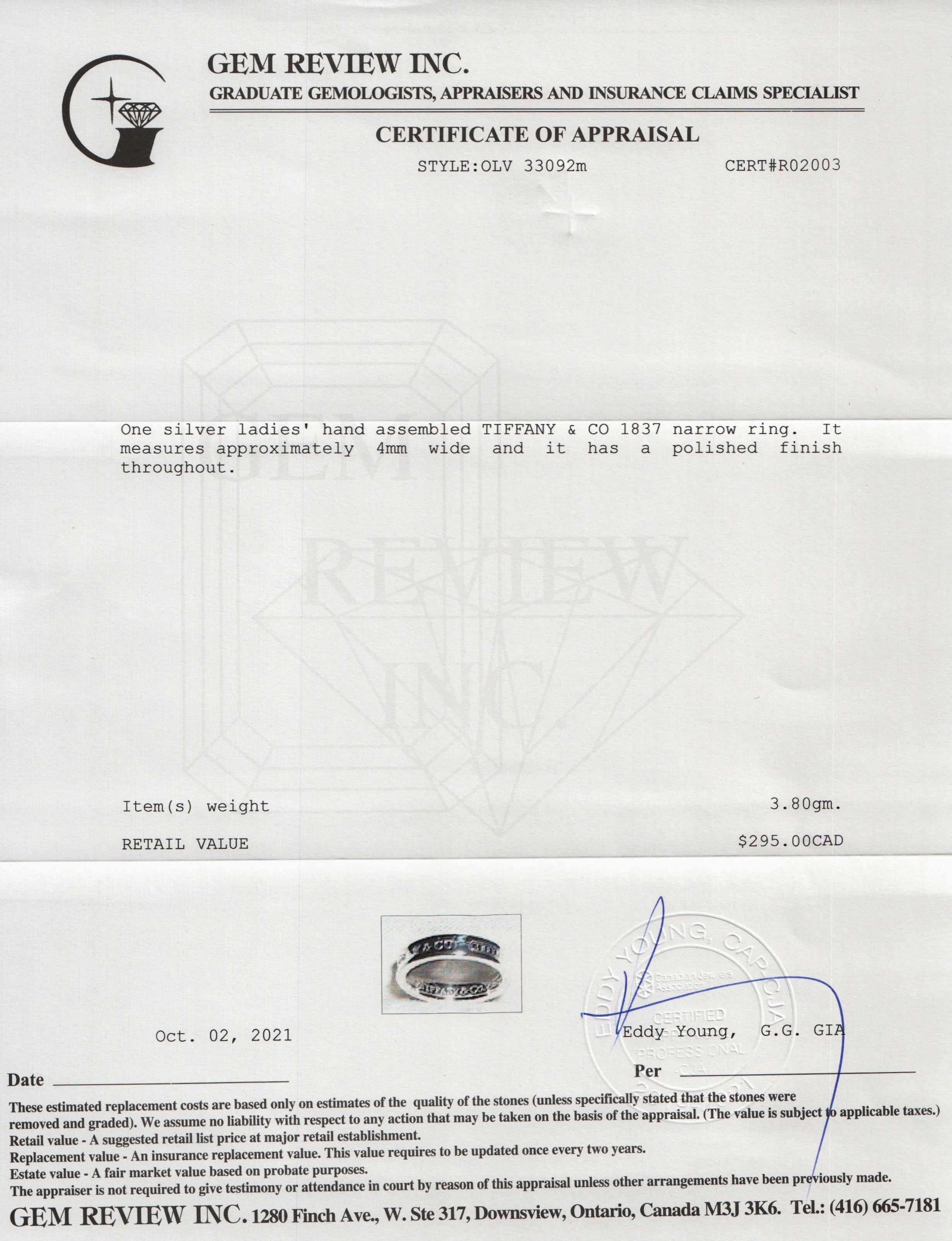 Tiffany & Co. 1837 Narrow Ring