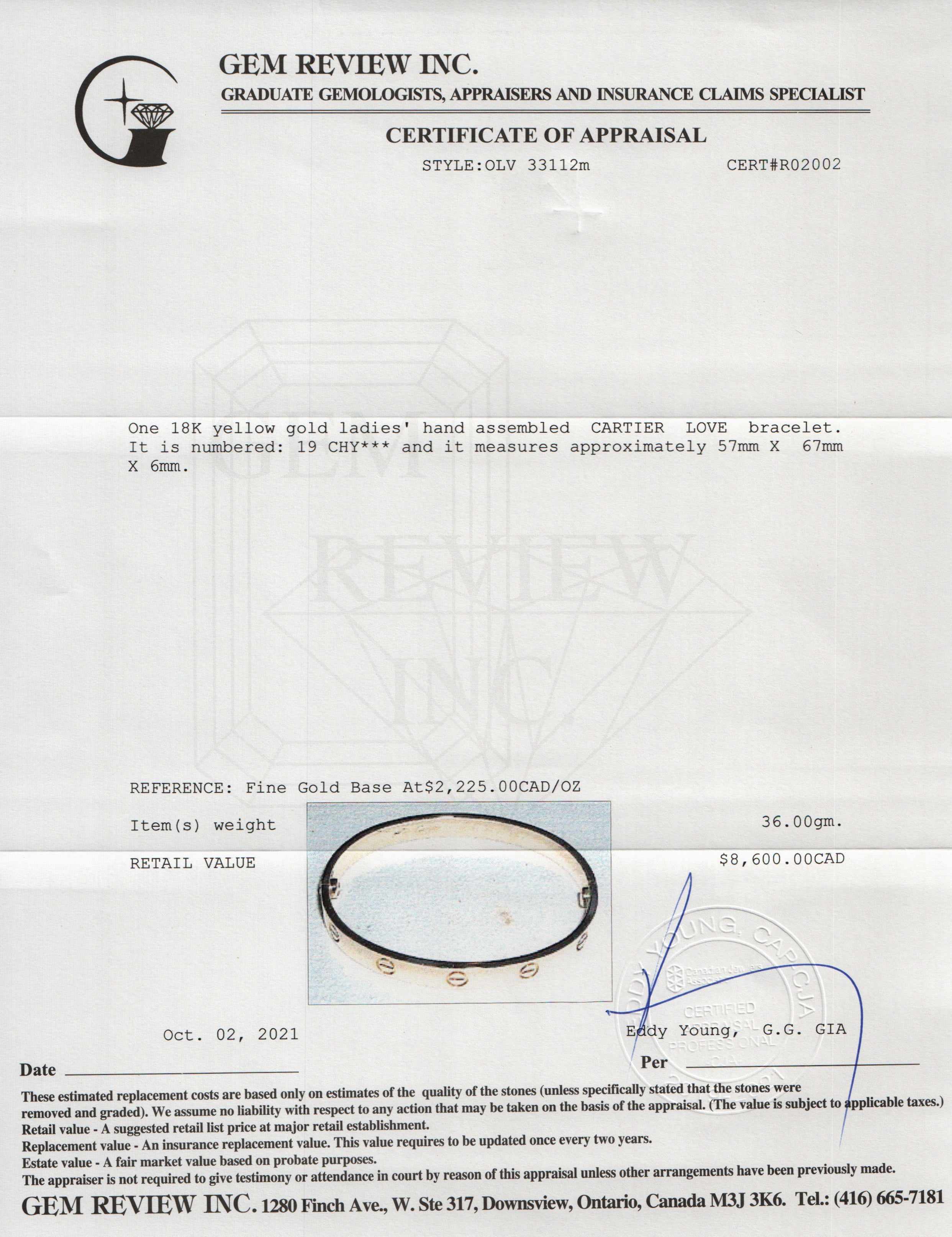 Cartier 18k Gold Love Bracelet