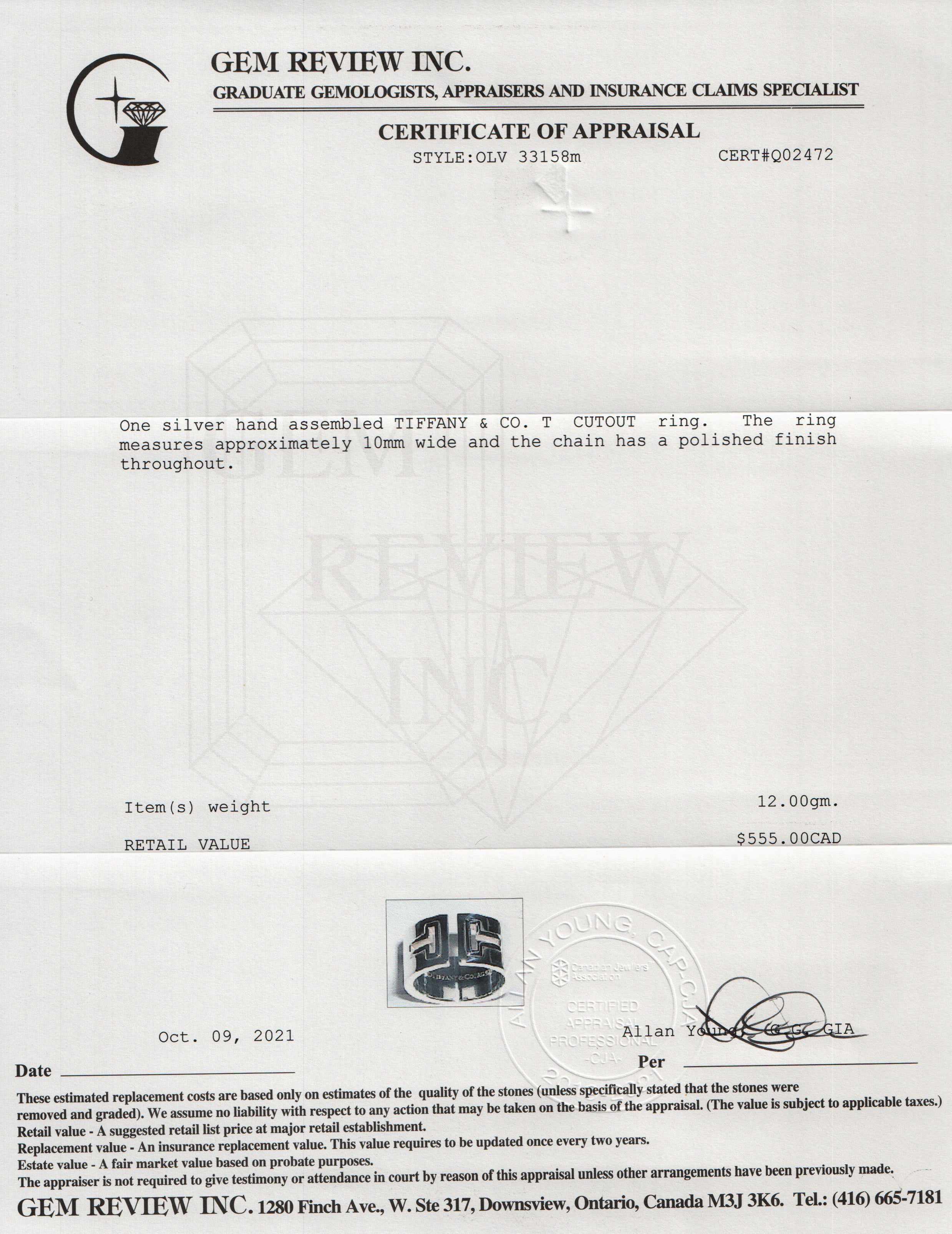 Tiffany & Co. T Cutout Band Ring