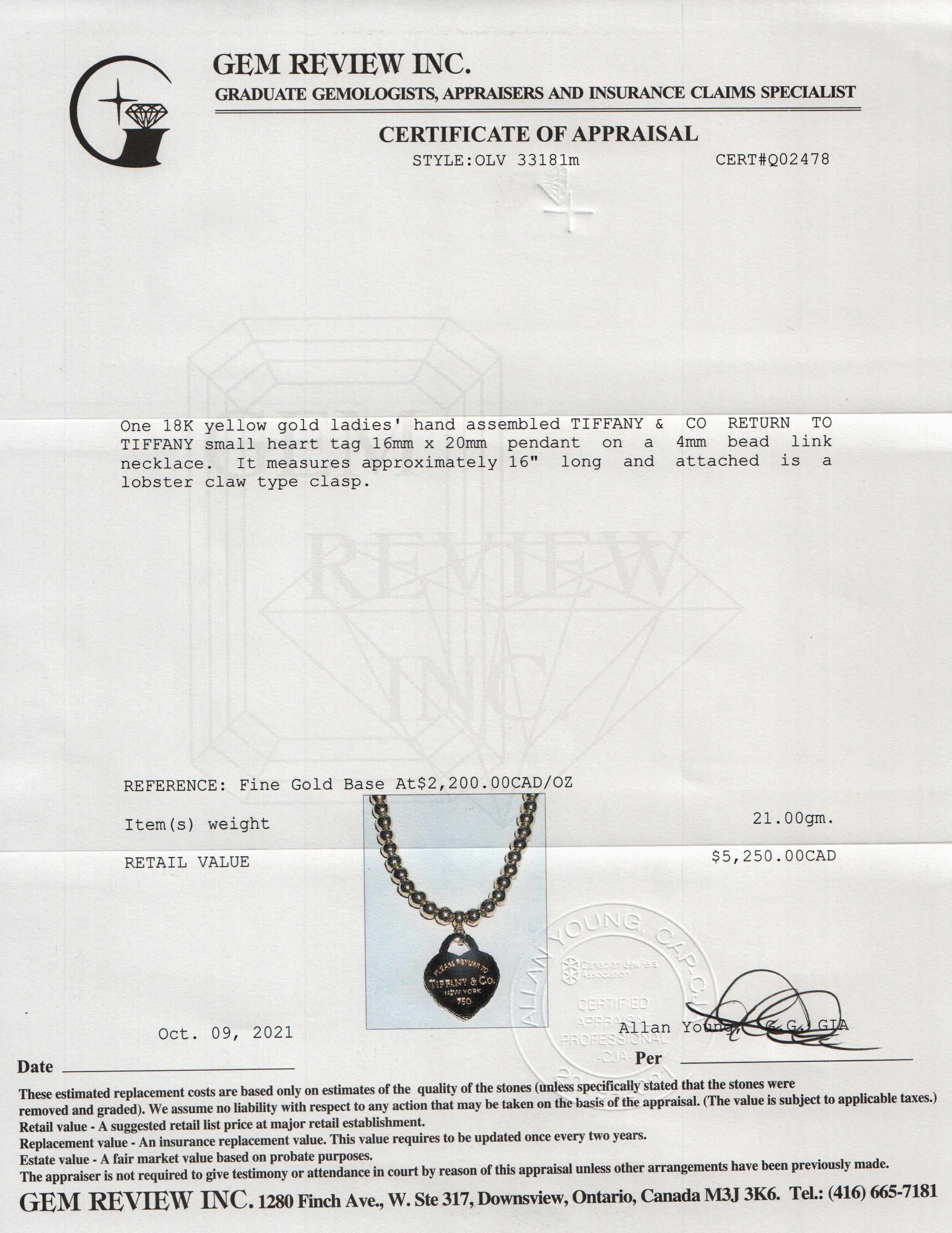 Tiffany & Co. 18k Gold Return to Tiffany Bead Necklace