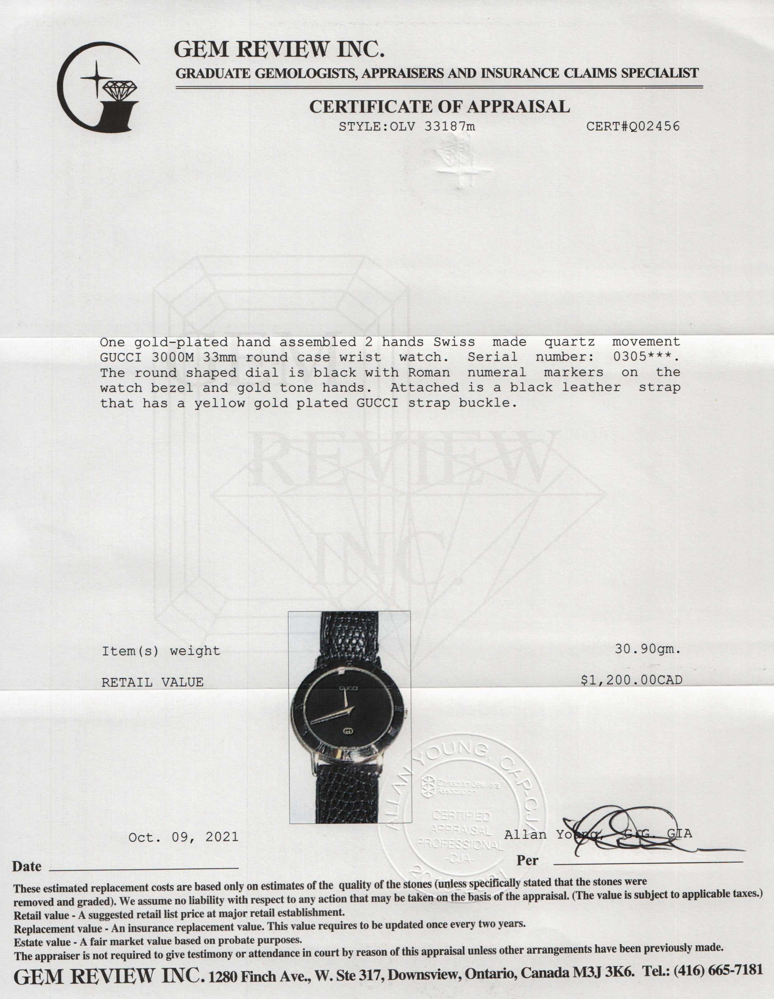 Gucci 3000 Series Watch w/ Box