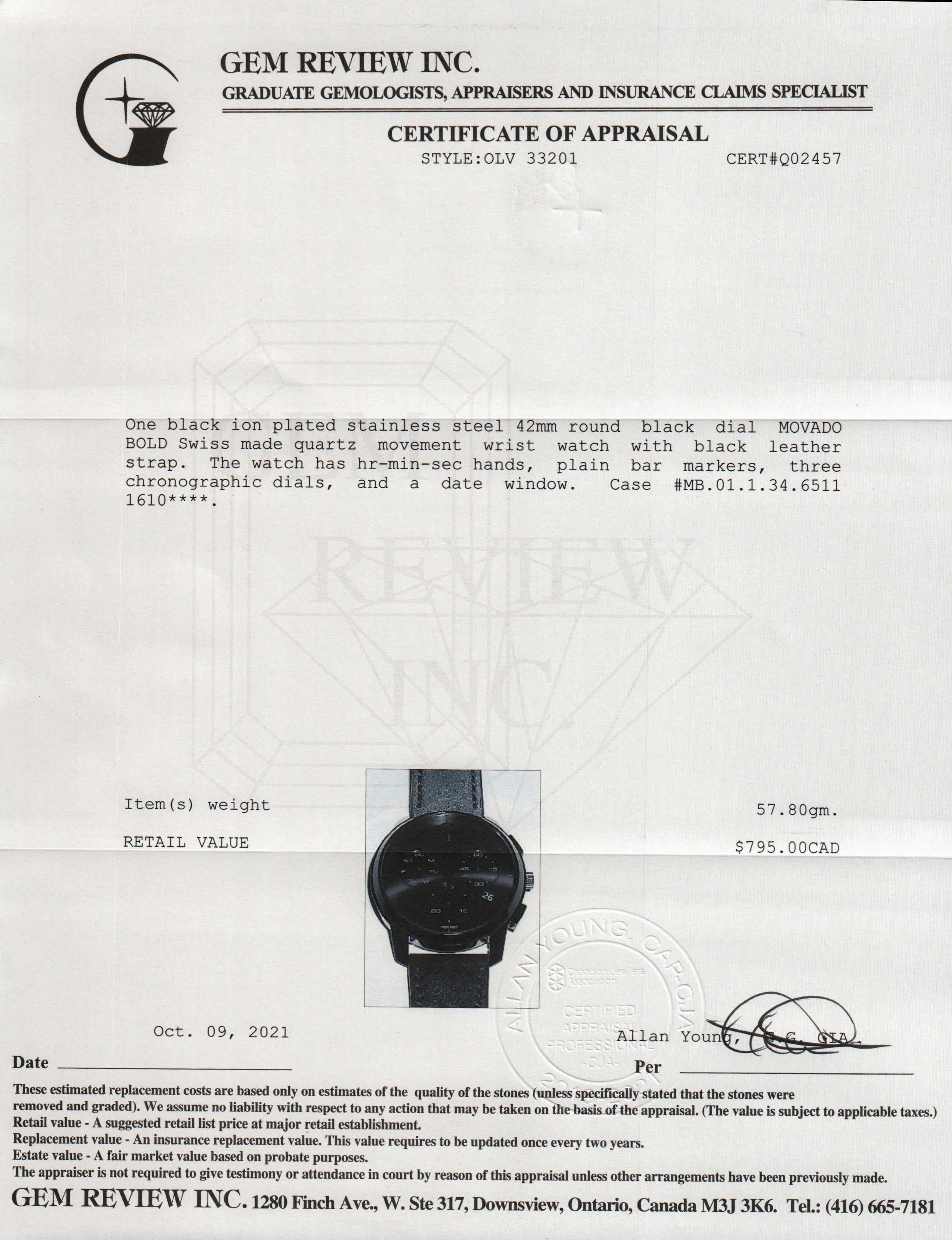 Movado Bold Chronograph Watch w/ Box