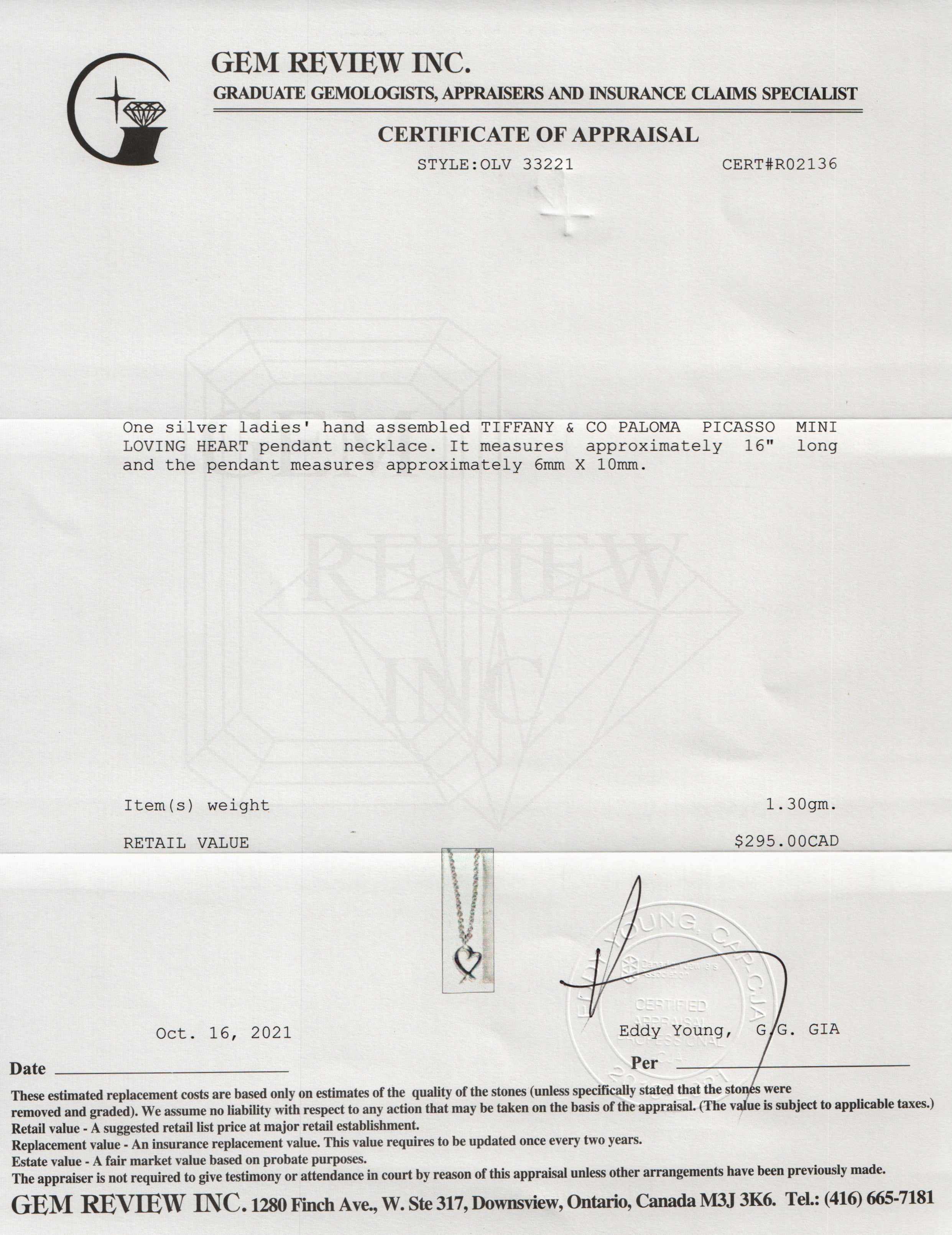 Tiffany & Co. Paloma Picasso Mini Loving Heart Pendant Necklace