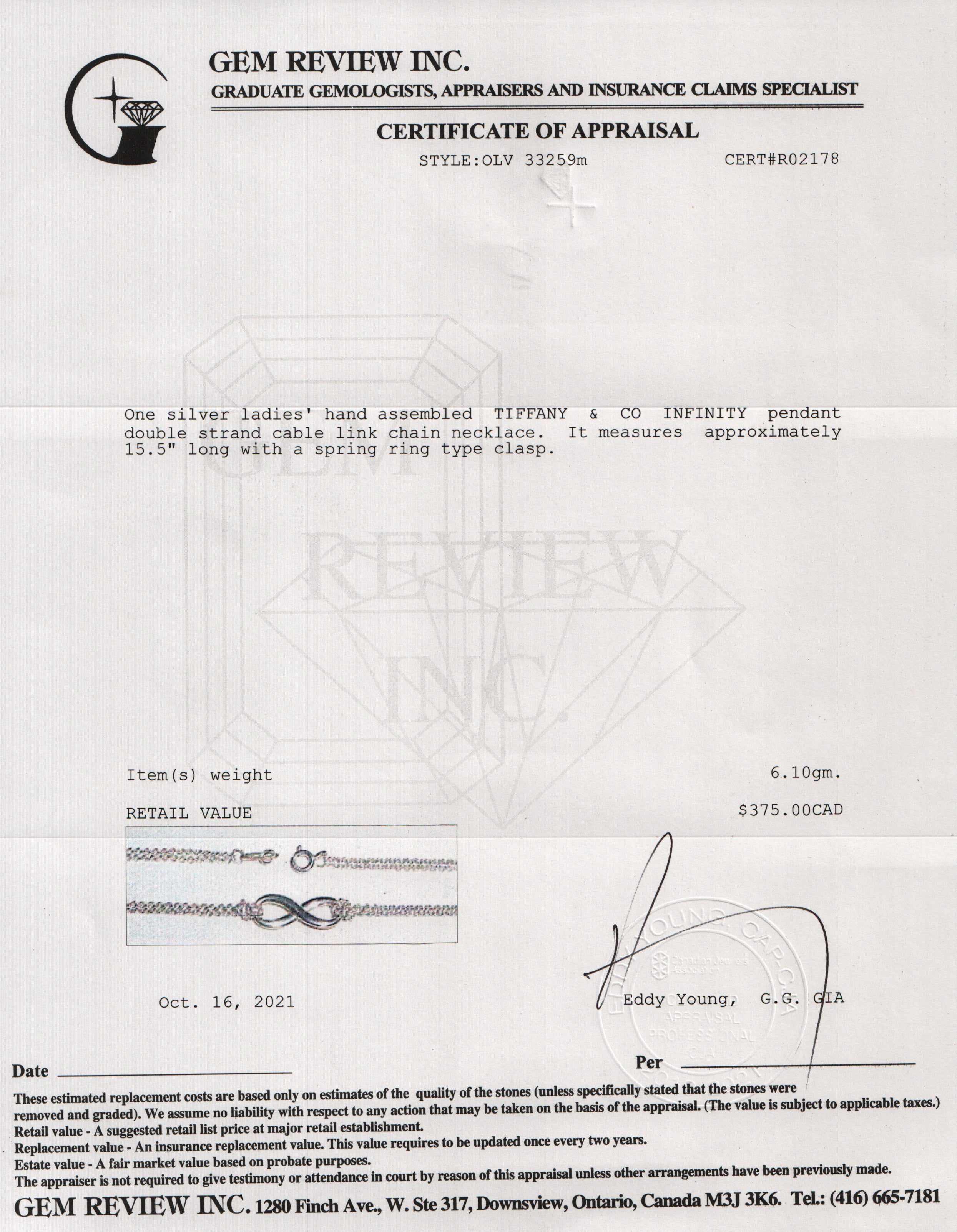 Tiffany & Co. Infinity Pendant Necklace