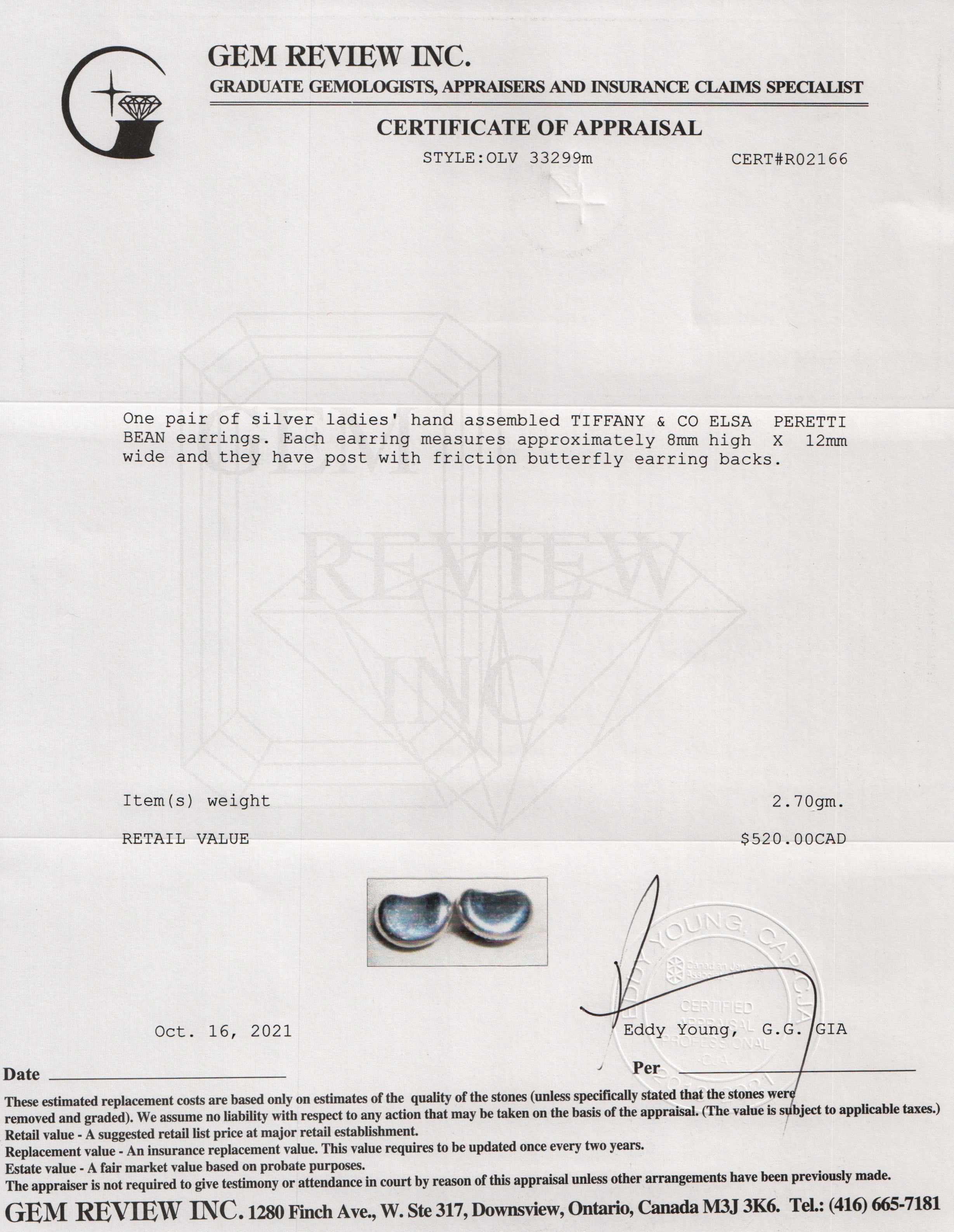 Tiffany & Co. Elsa Peretti Bean Earrings