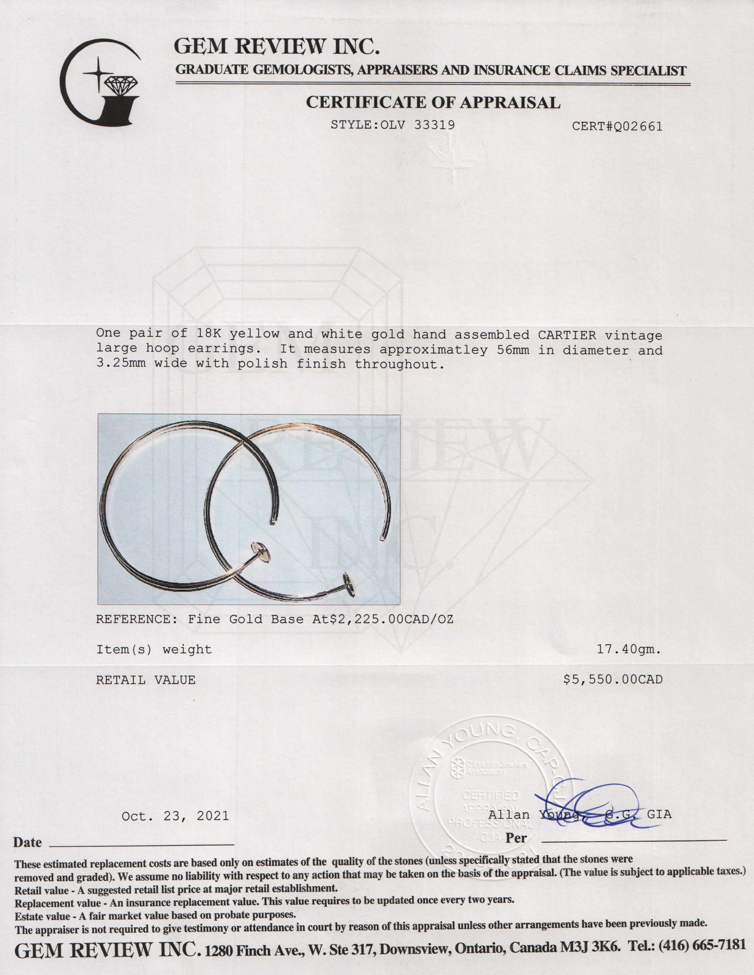 Cartier Vintage Trinity Large Hoop Earrings