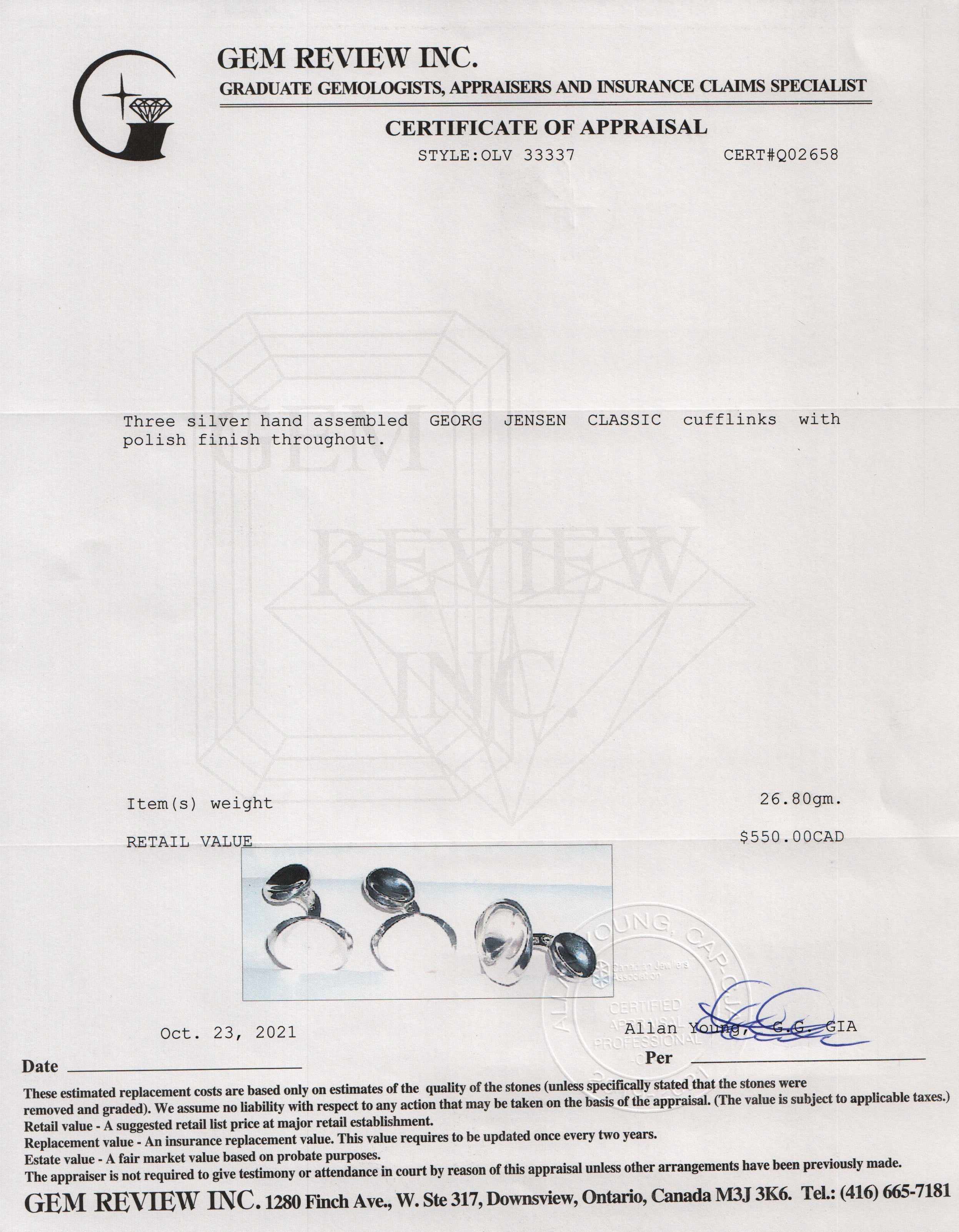 Georg Jensen Set of 3 Classic Cufflinks