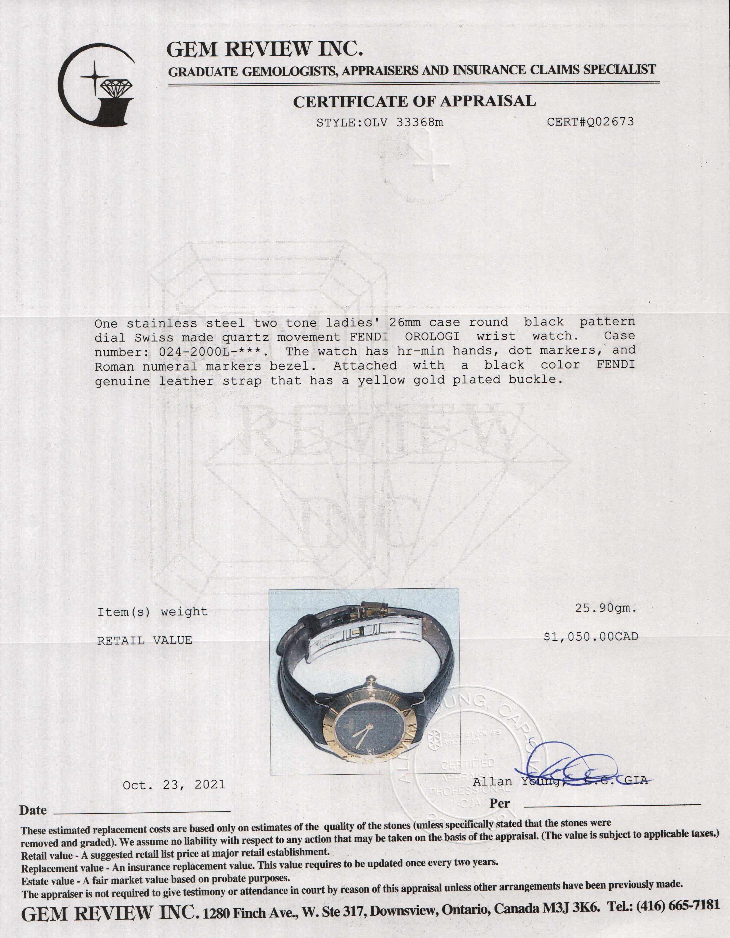 Fendi Orologi 2000L Watch