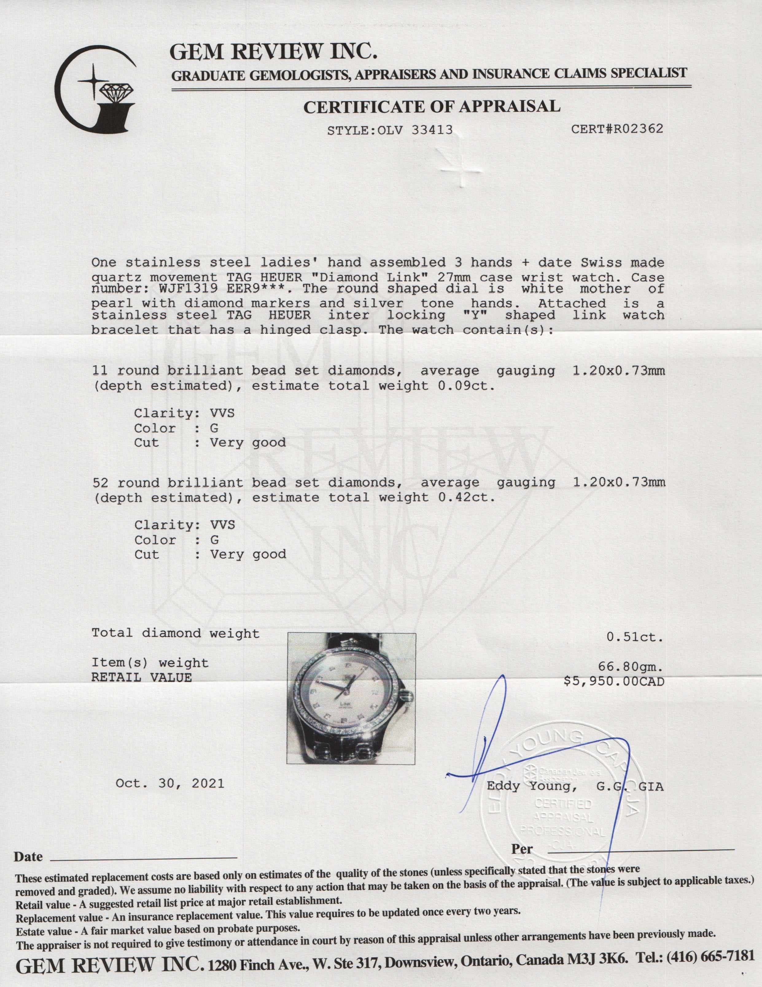 Tag Heuer Diamond Link Watch