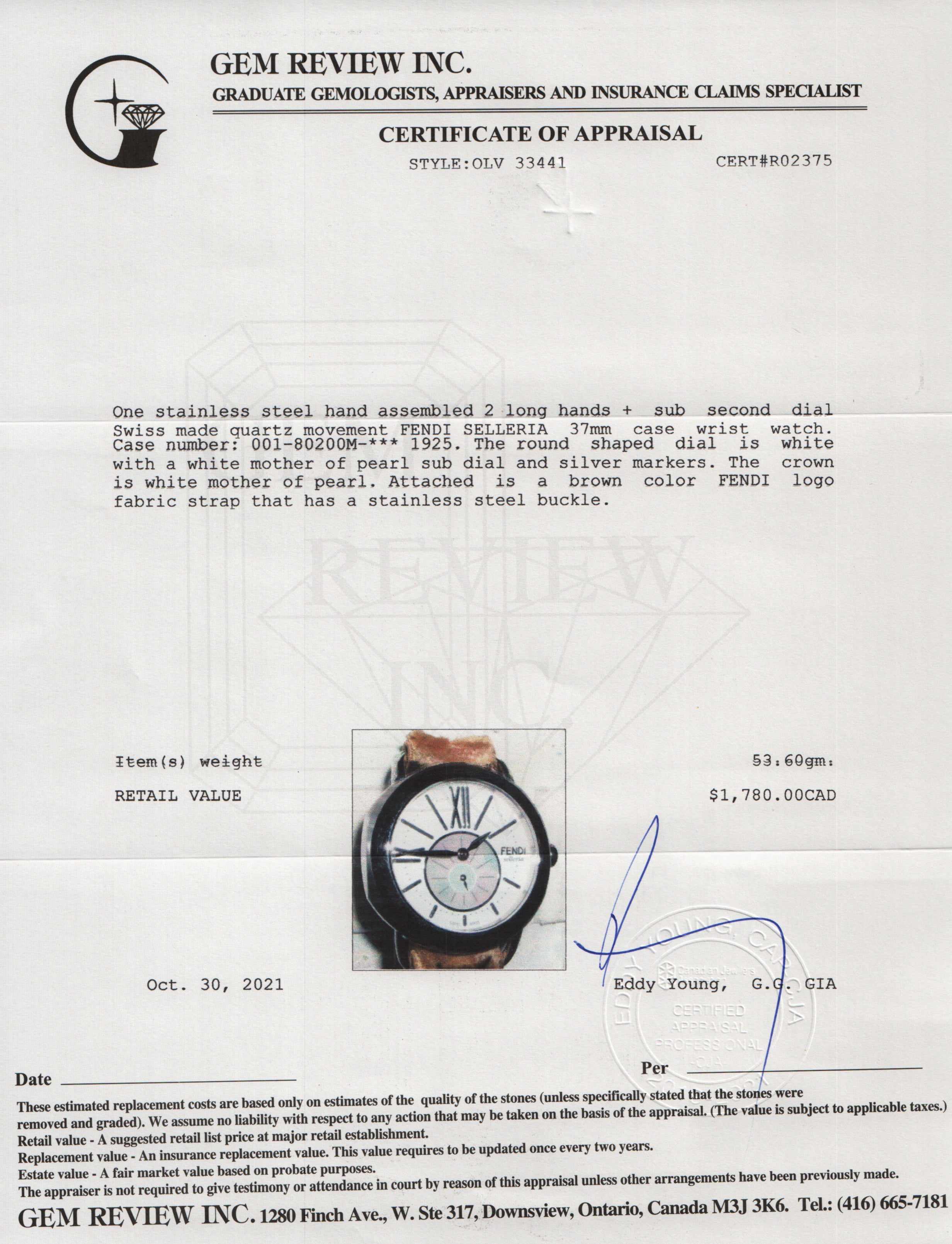 Fendi Selleria Watch w/ Box