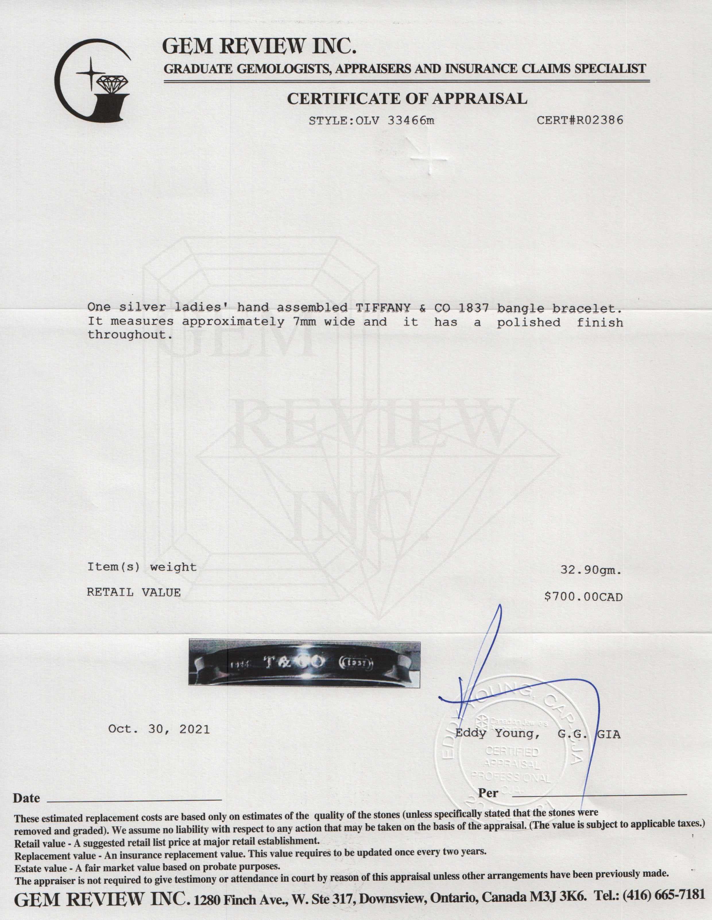 Tiffany & Co. 1837 Bangle Bracelet