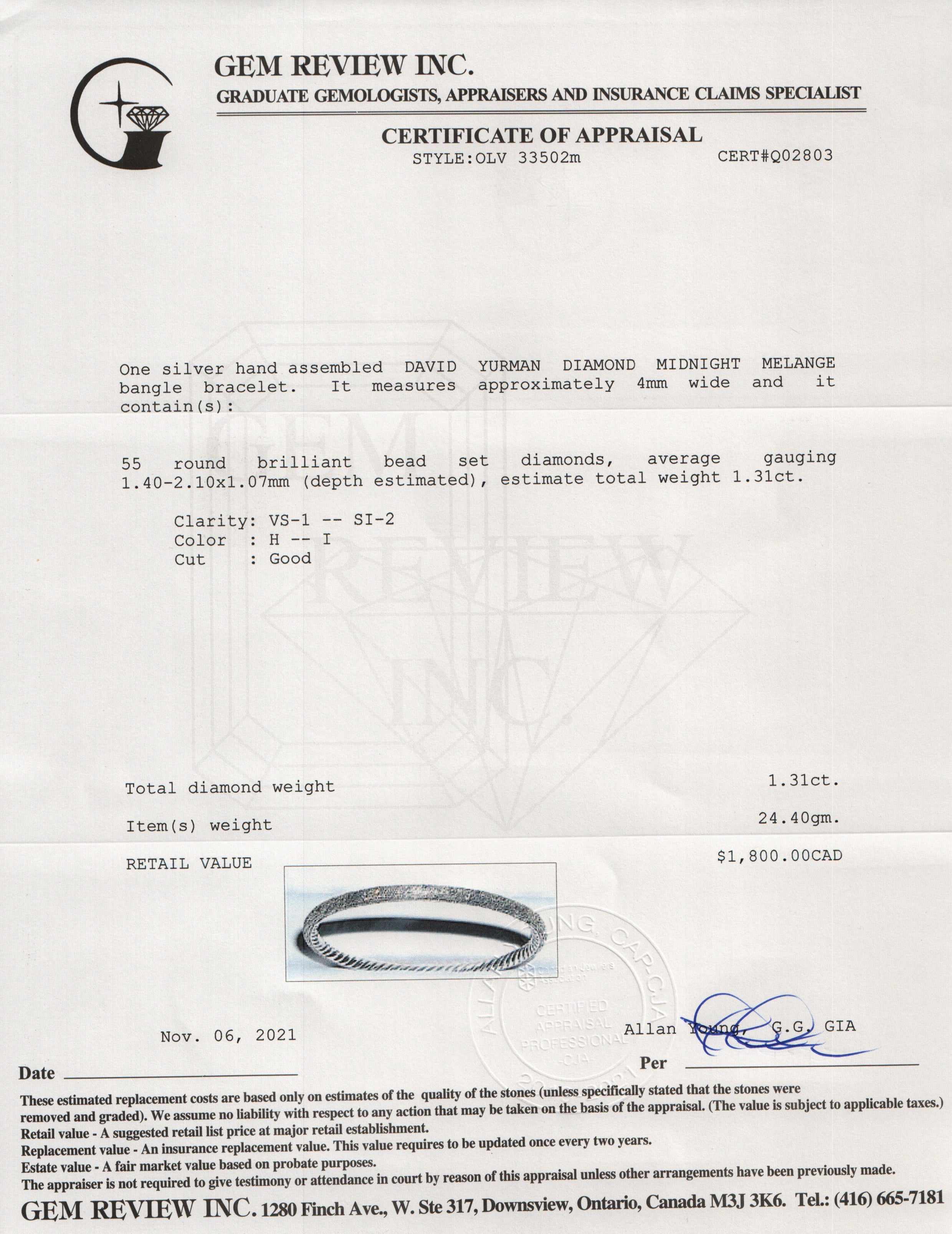 David Yurman Diamond Midnight Melange Bangle