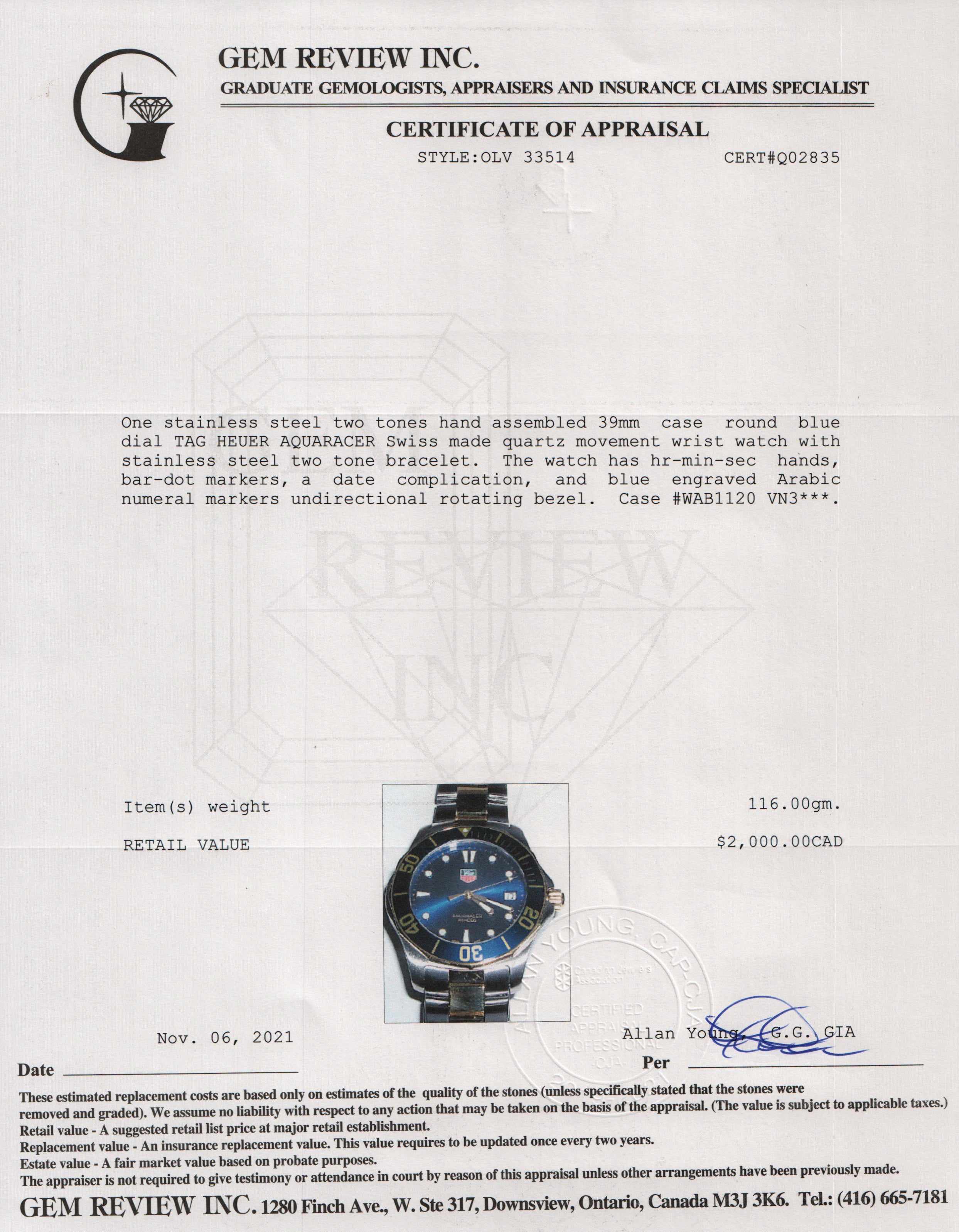 Tag Heuer Two-Tone Aquaracer Watch w/ Box