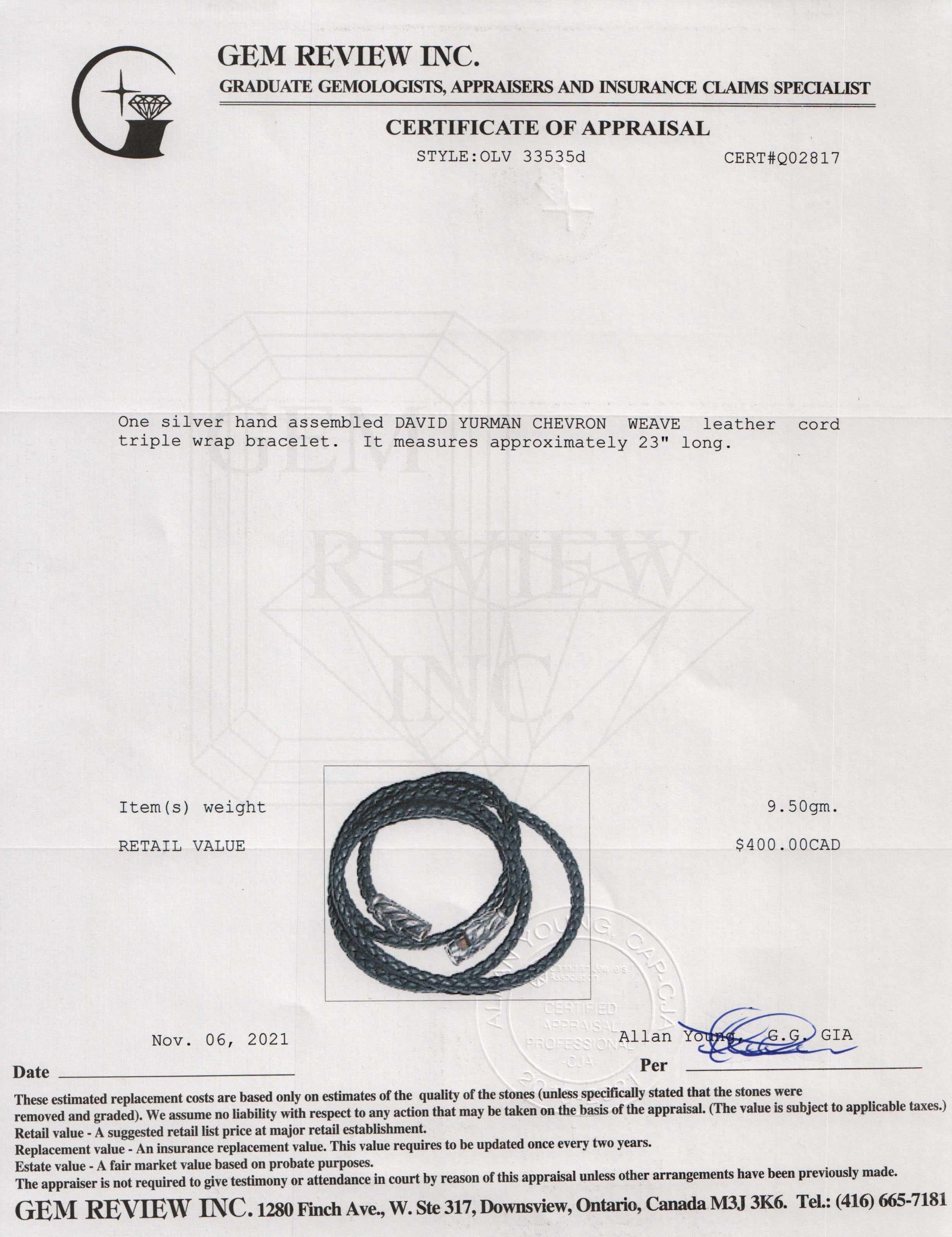 David Yurman Chevron Triple-Wrap Bracelet