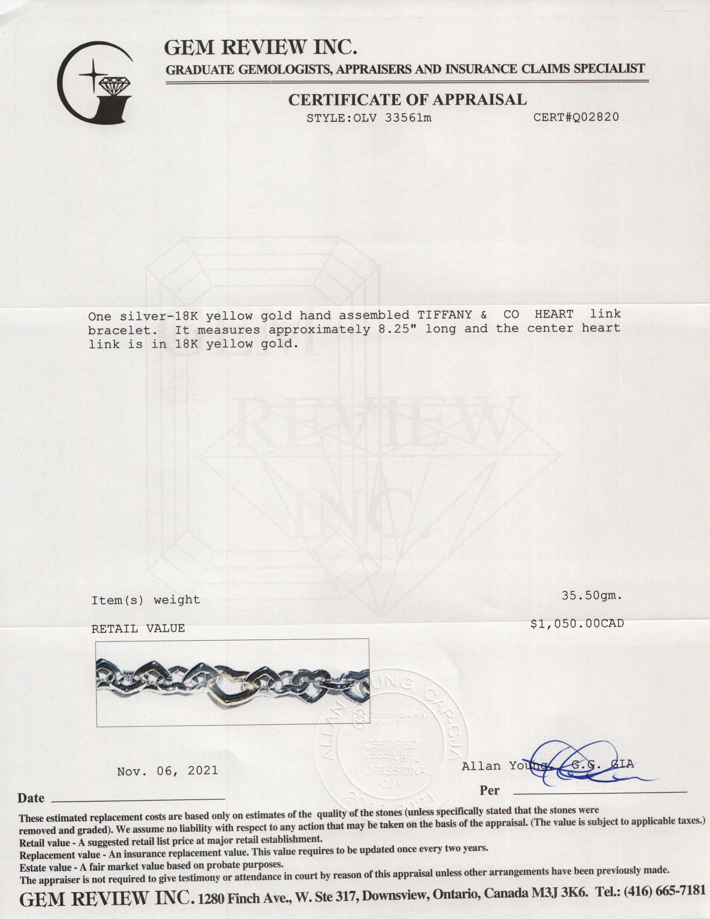 Tiffany & Co. Two-Tone Heart Link Bracelet