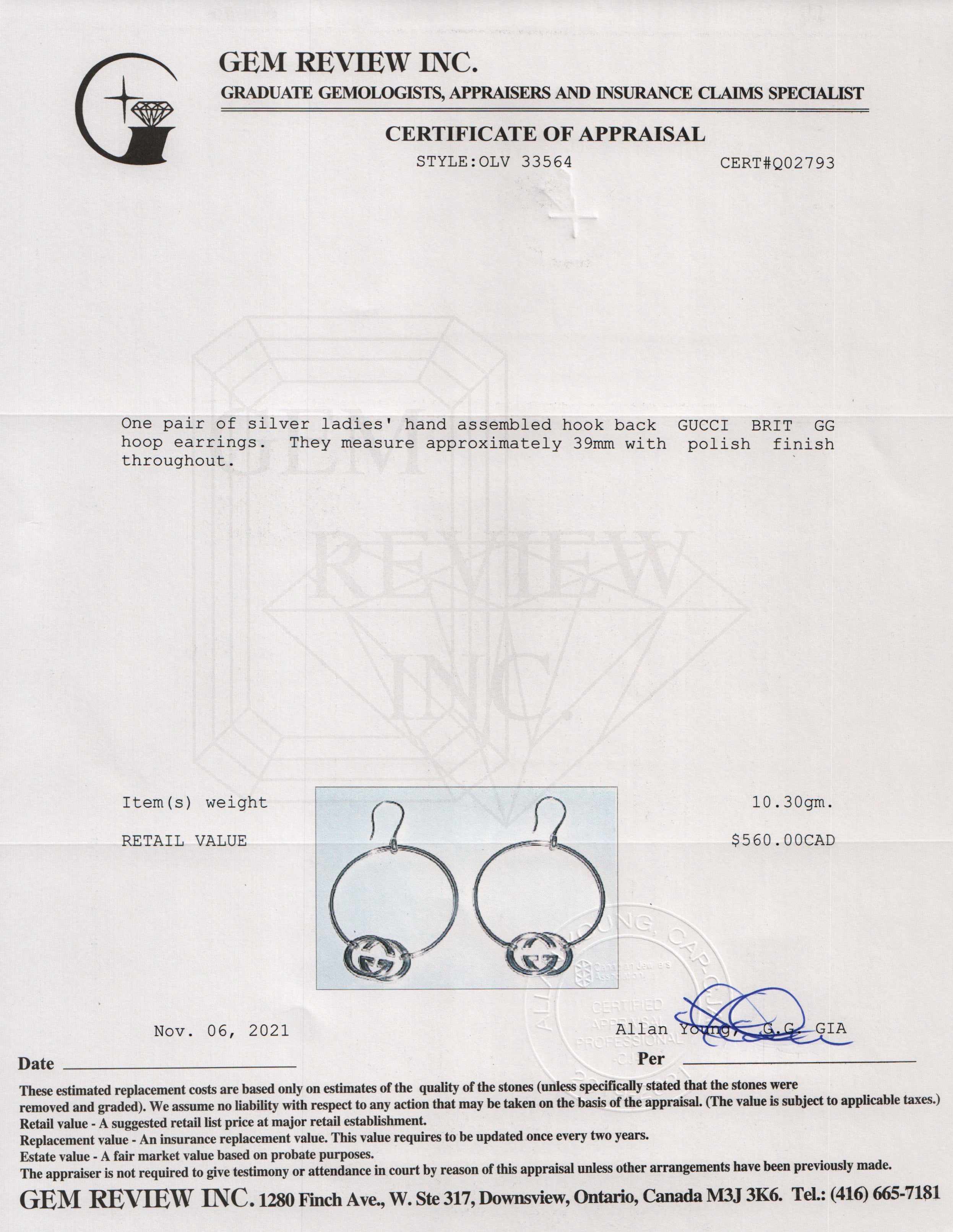 Gucci Britt GG Hoop Earrings